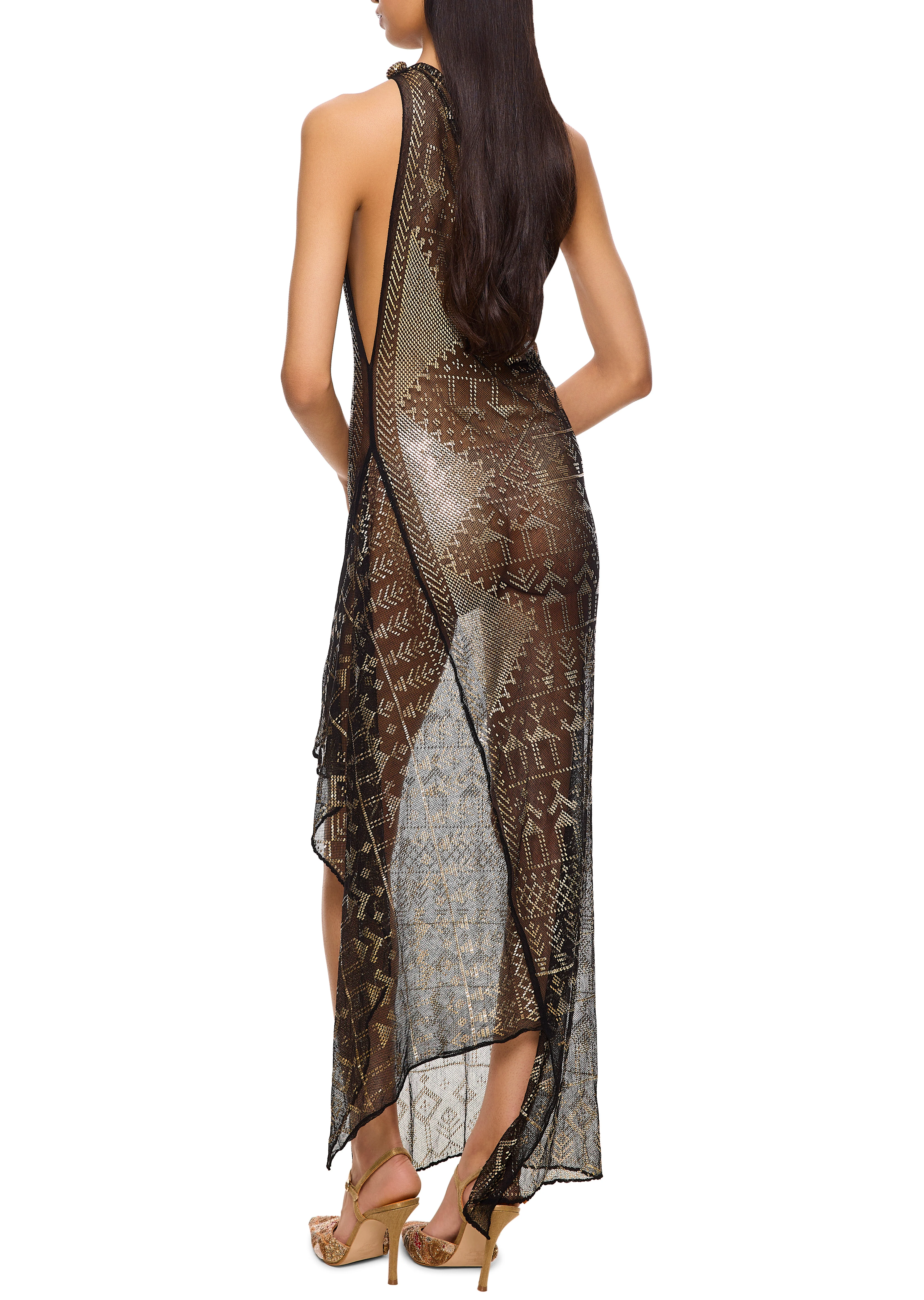 1920s Asymmetric Shoulder Egyptian Gown - Image 3