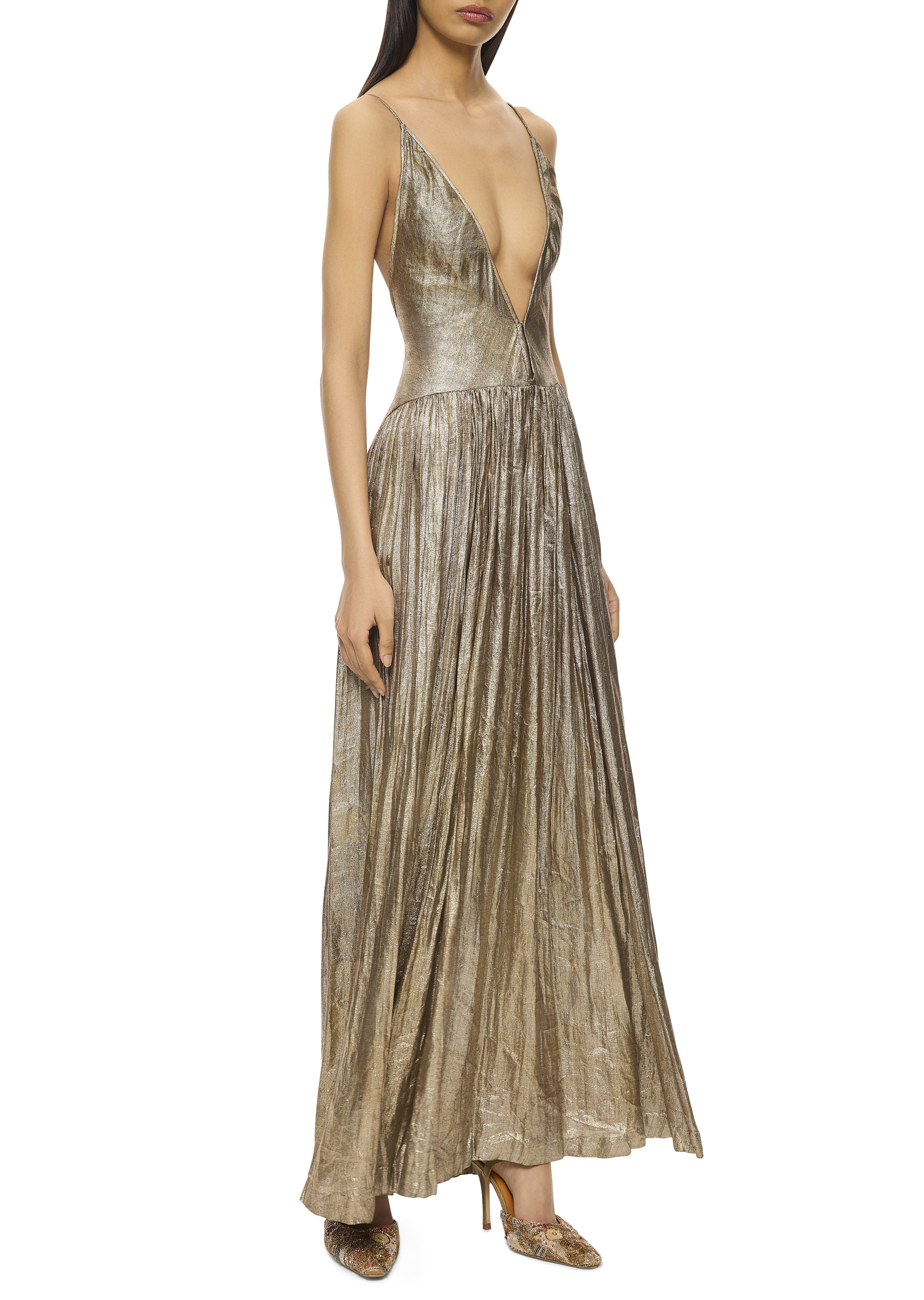 1920s Black and Silver Lamé Gown - Image 2