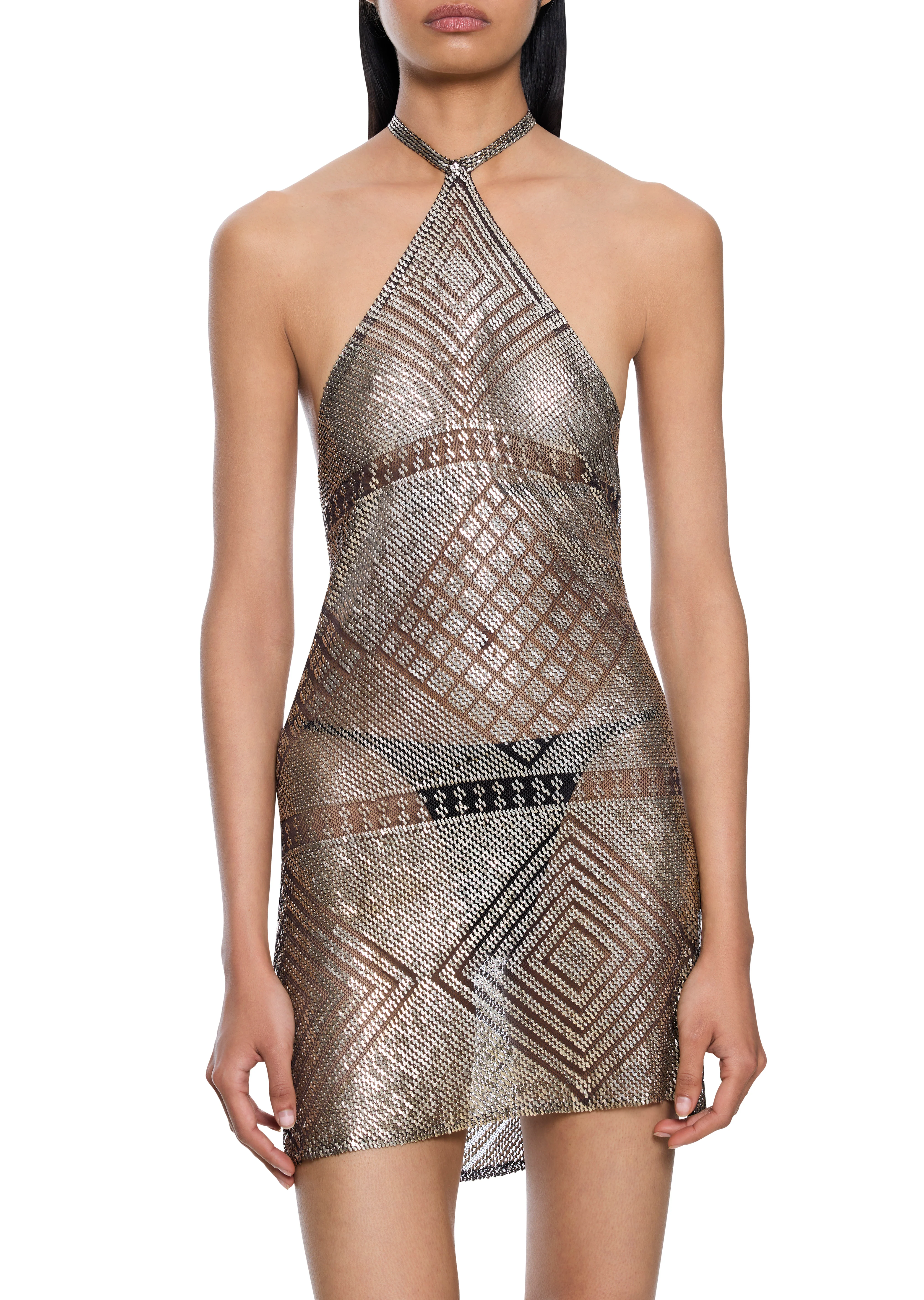 1920s Egyptian Diamond Halter Mini Dress - Image 2