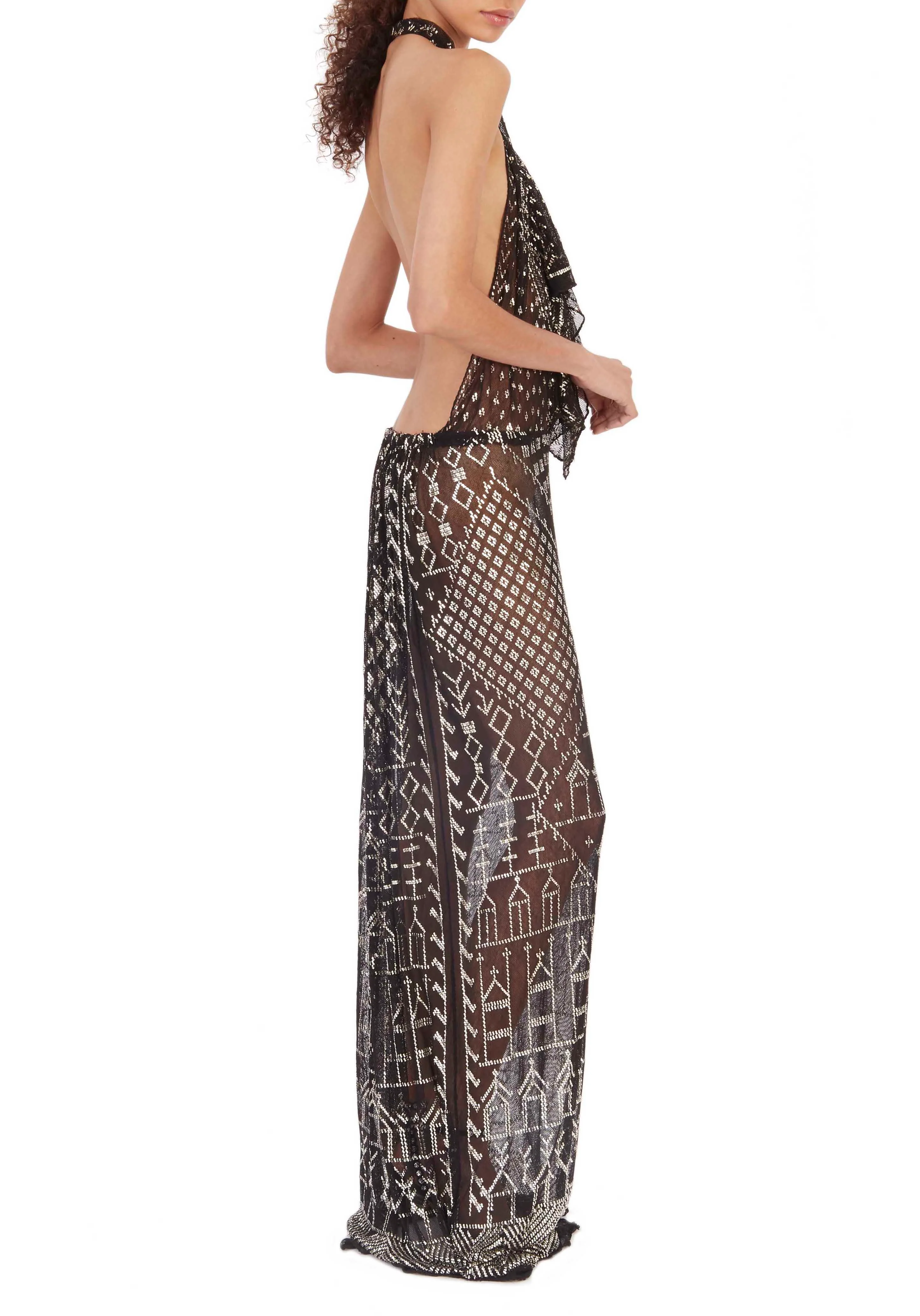 1920's Egyptian Halter Ruffle Gown - Image 2