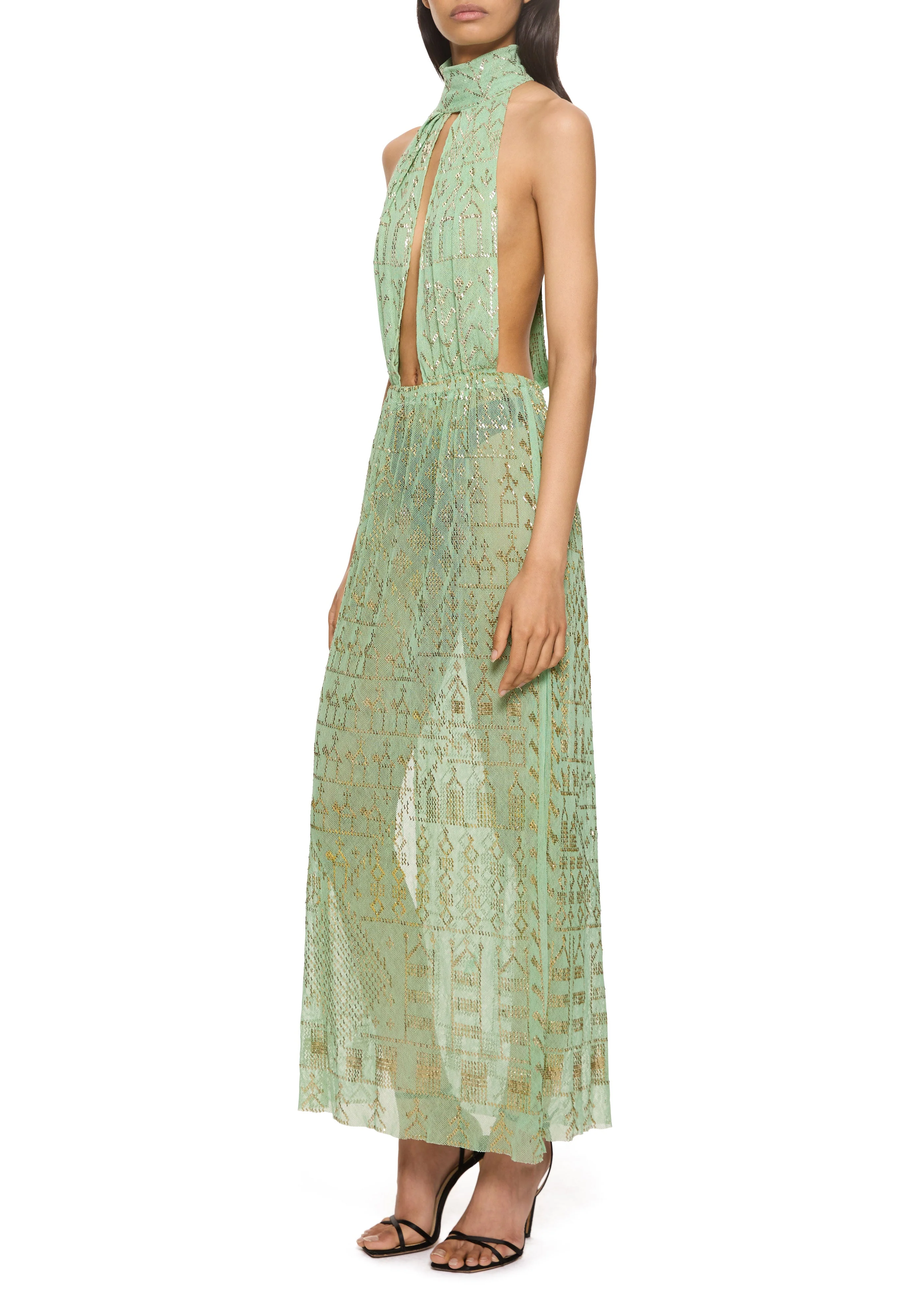 1920s Egyptian Jade Halter Neck Gown - Image 2