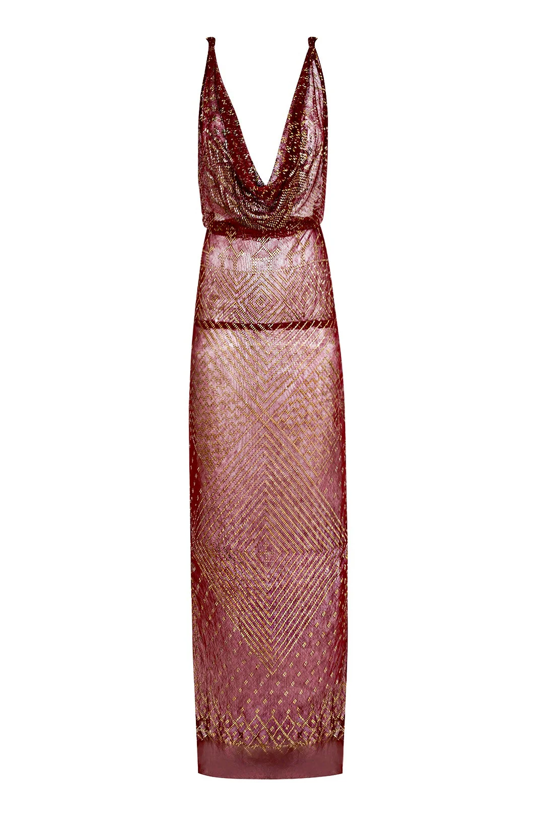 1920's Egyptian Red Gold Gown - Image 6