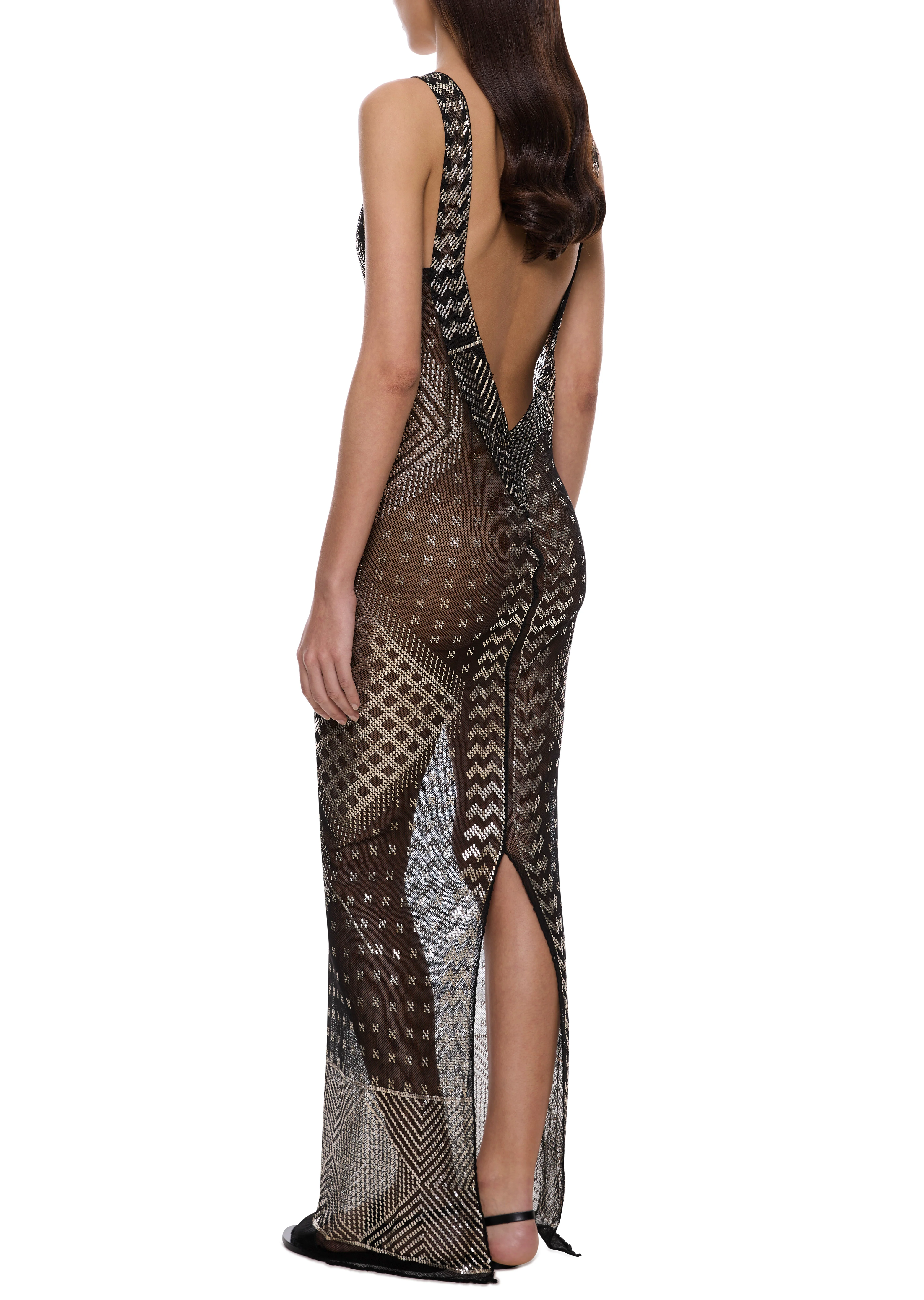 1920s Geometric Black Egyptian Gown - Image 4