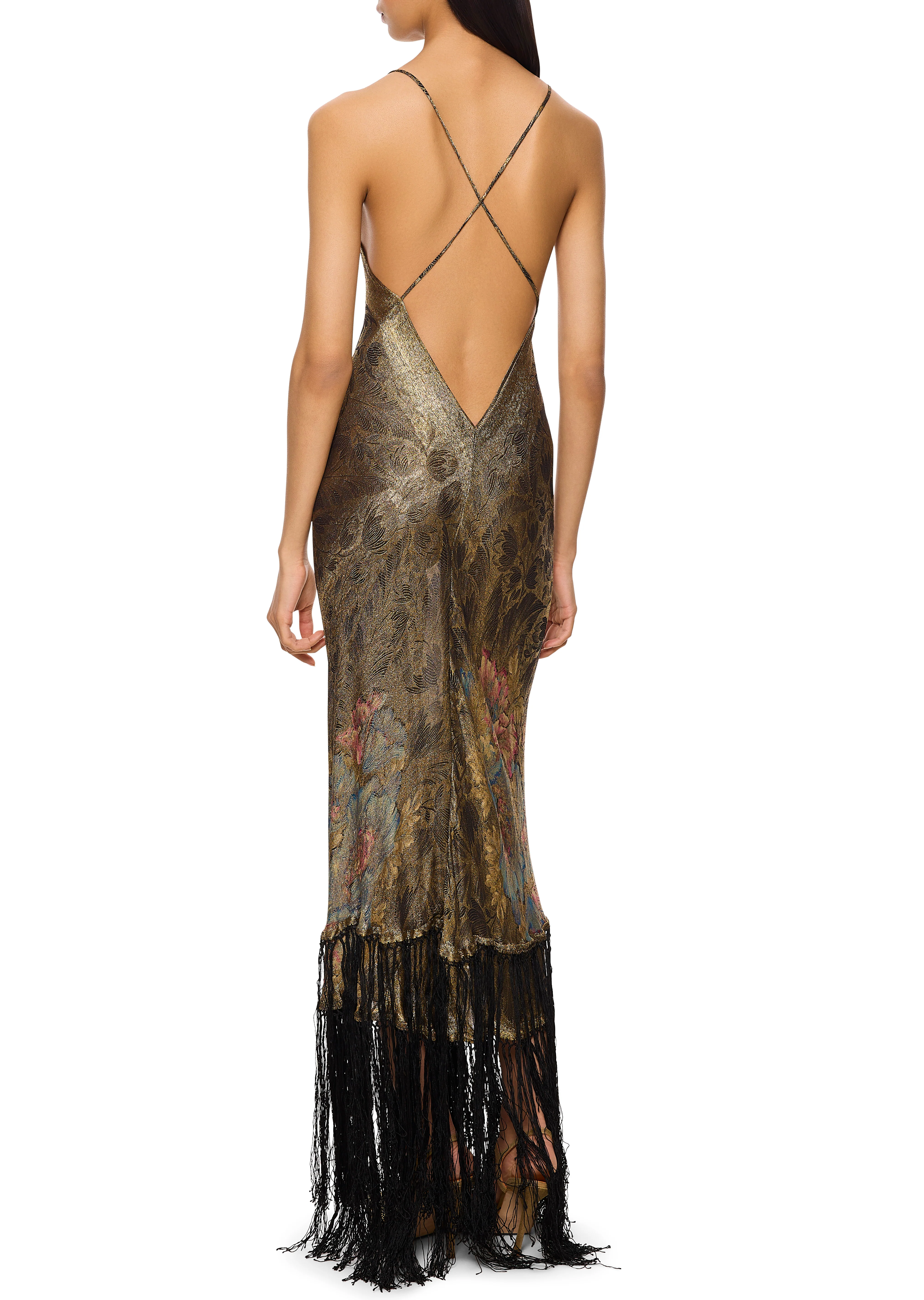 1920s Gold and Black Lamé Gown - Image 3