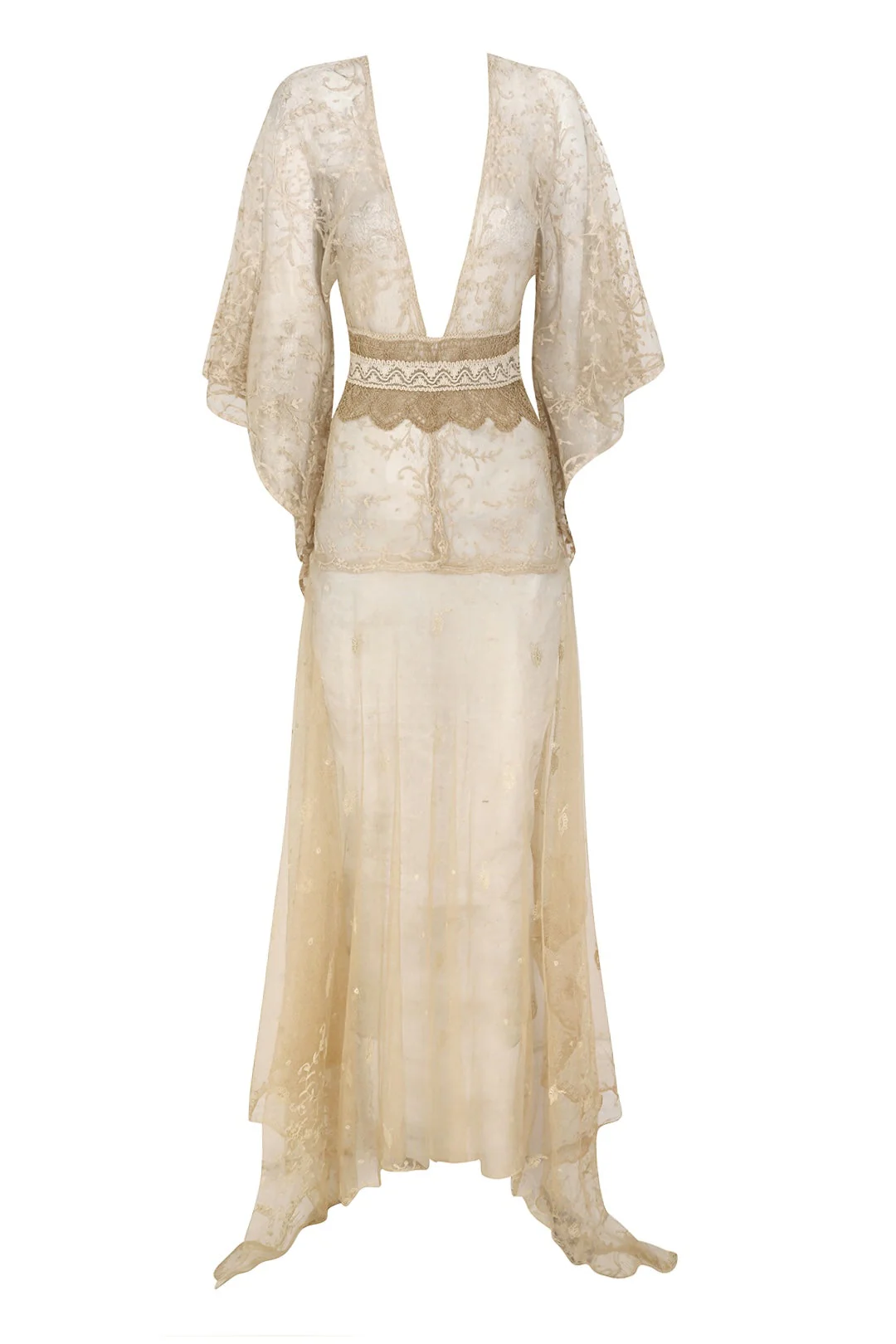 1920s Ivory Handmade Lace Dress - Image 8