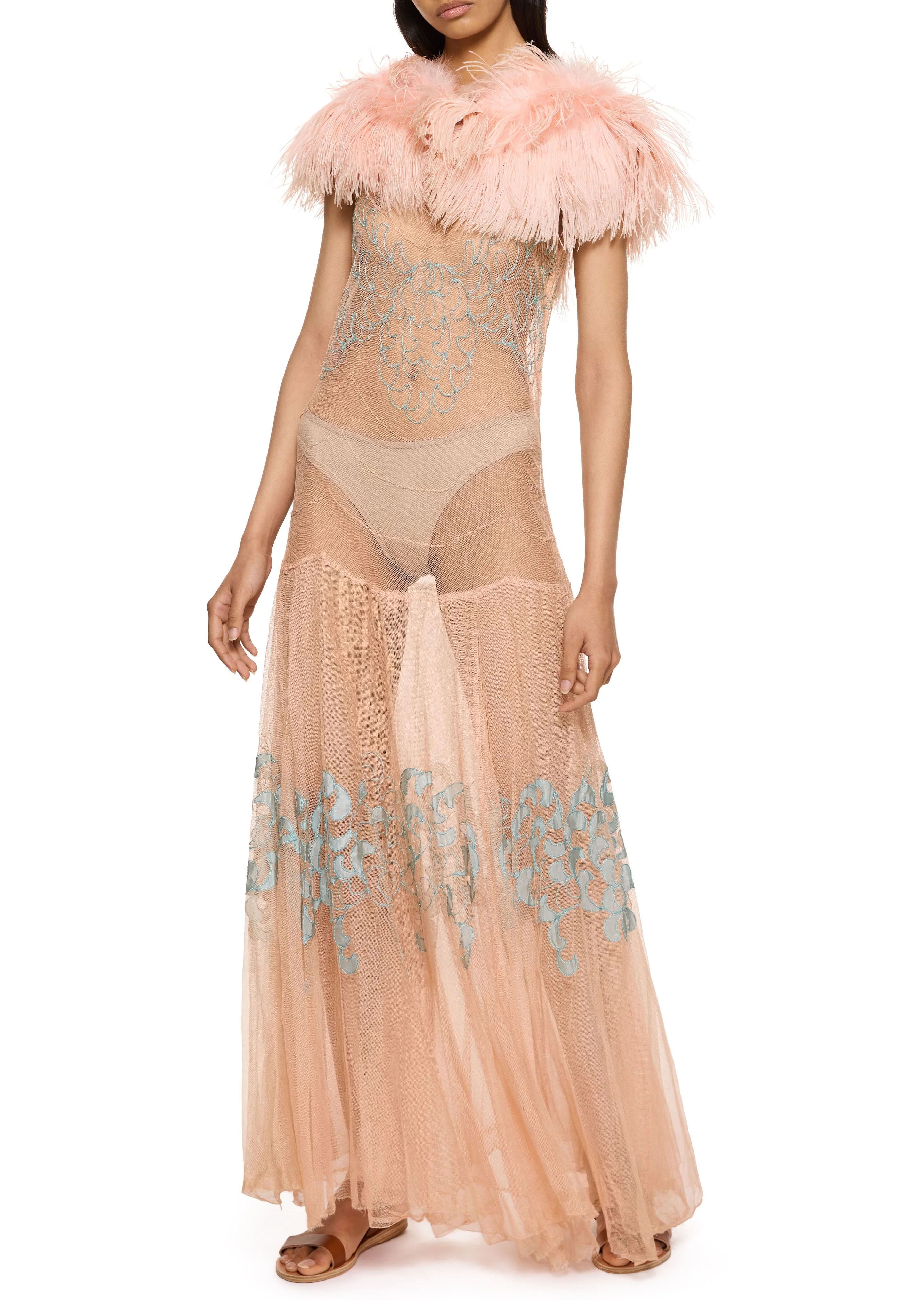 1920s Pink Ostrich Feather Bolero - Image 2