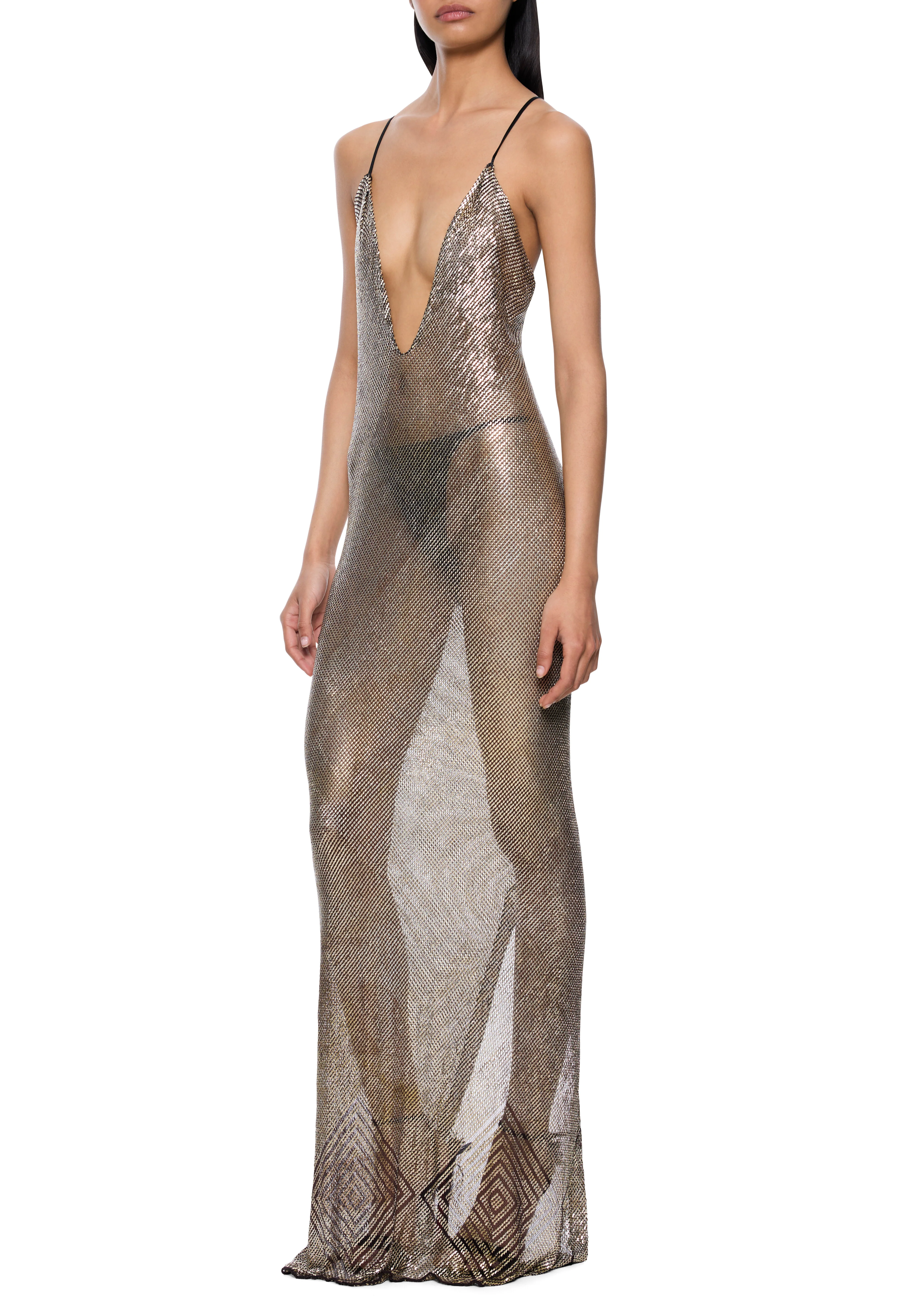 1920s Silver Strappy Egyptian Gown - Image 2