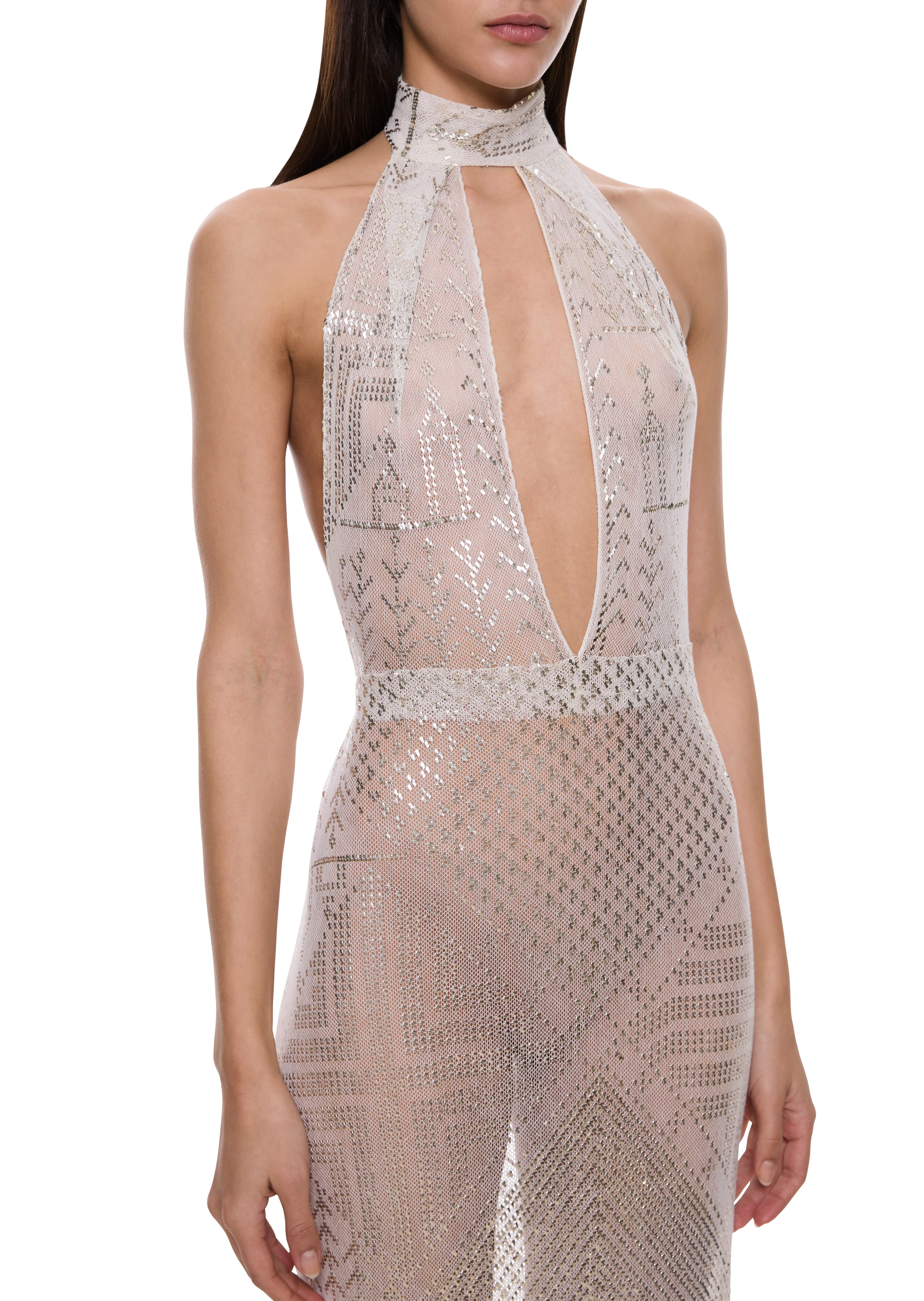1920s White & Silver Egyptian Gown - Image 3