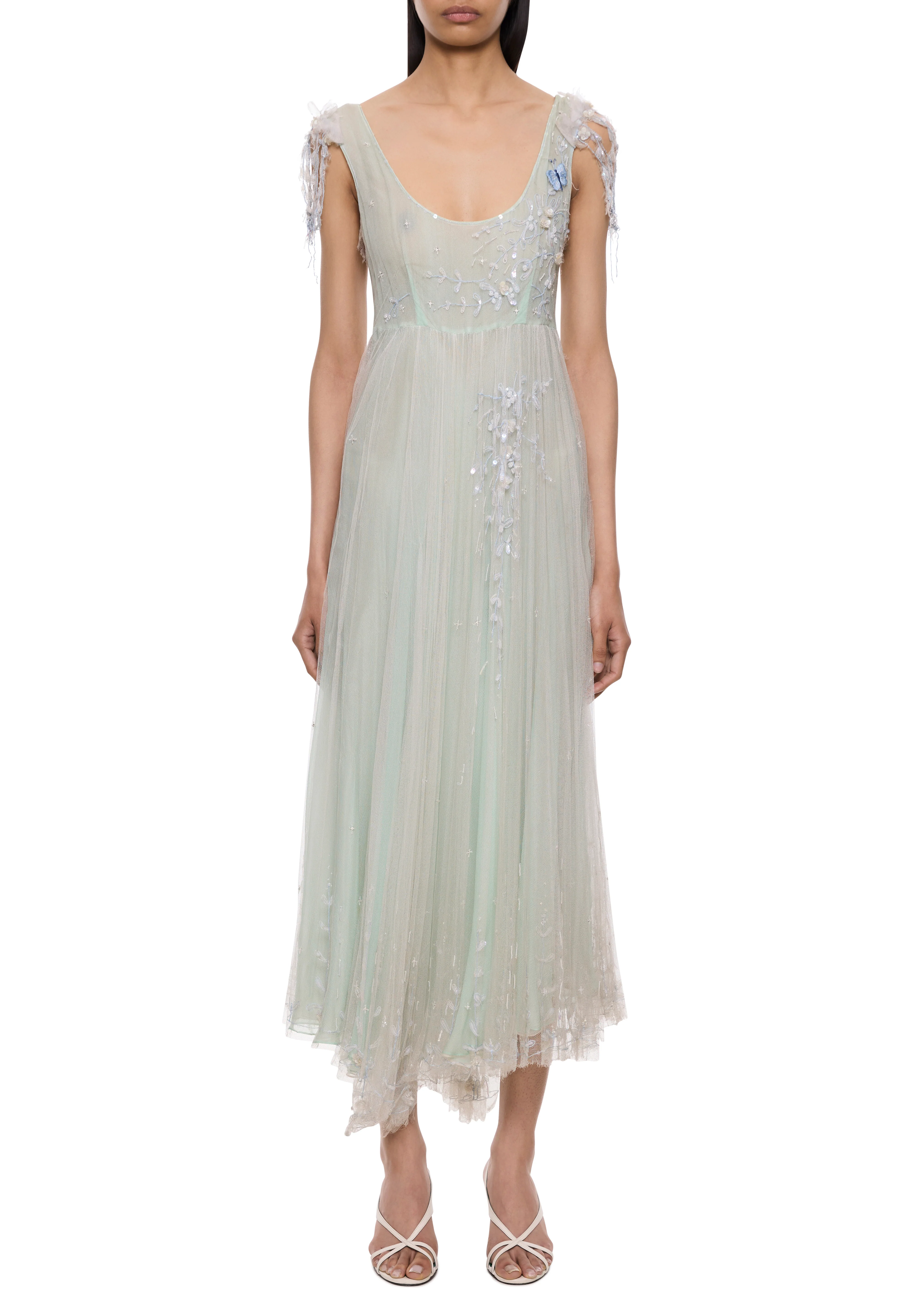 1930s Baby Blue Chiffon Dress - Image 2
