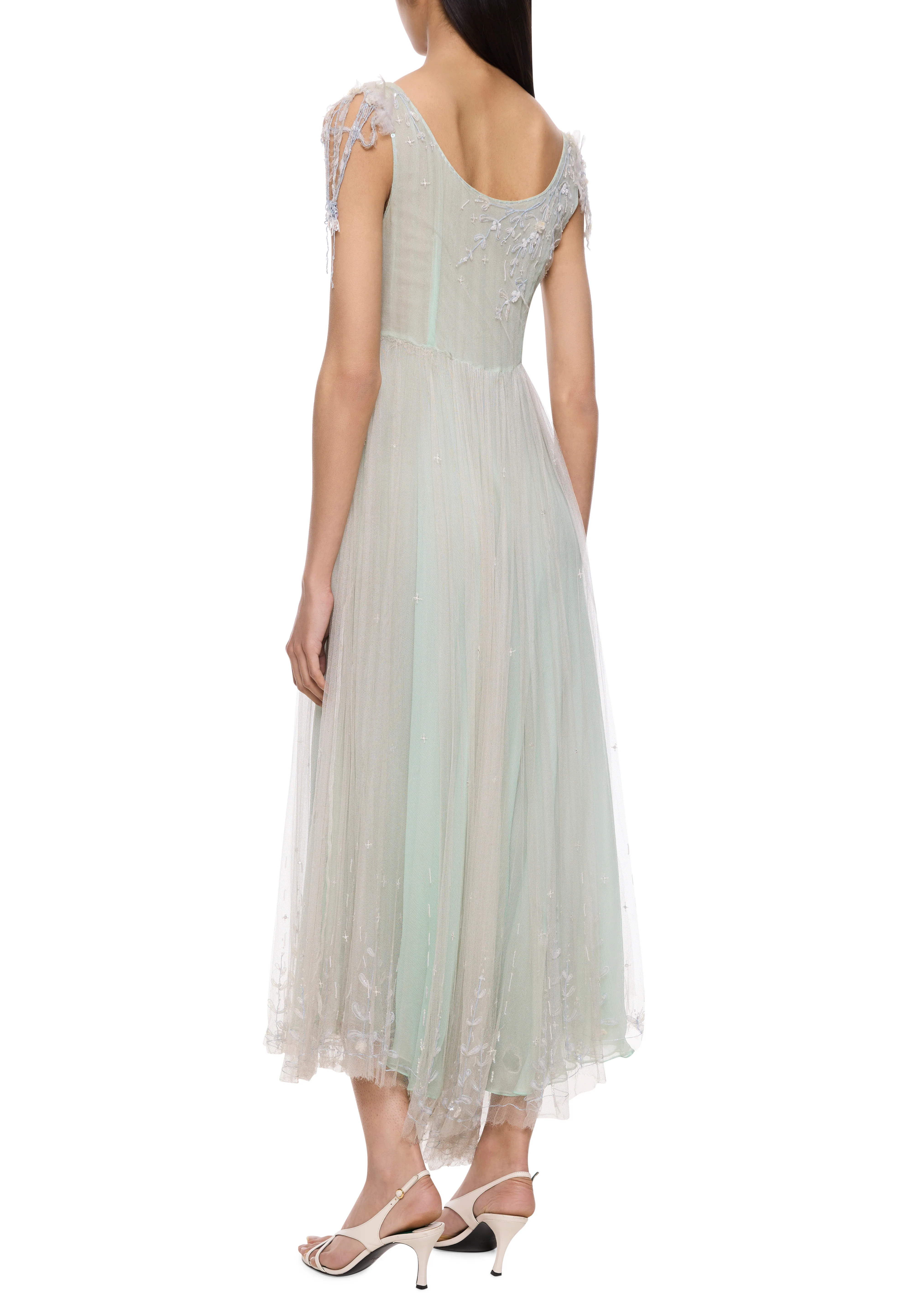 1930s Baby Blue Chiffon Dress - Image 4