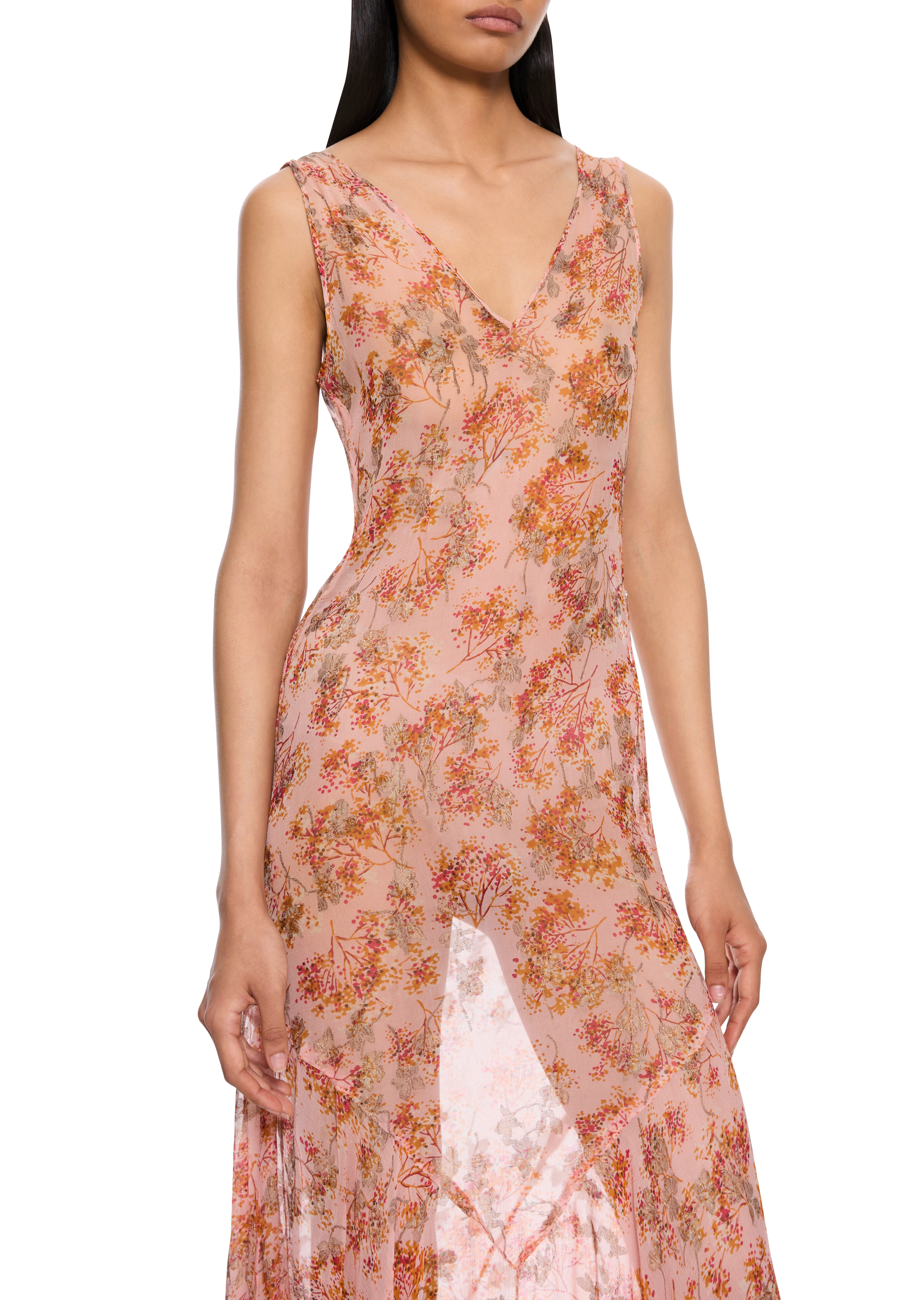 1920s Silk Chiffon Floral Dress - Image 3
