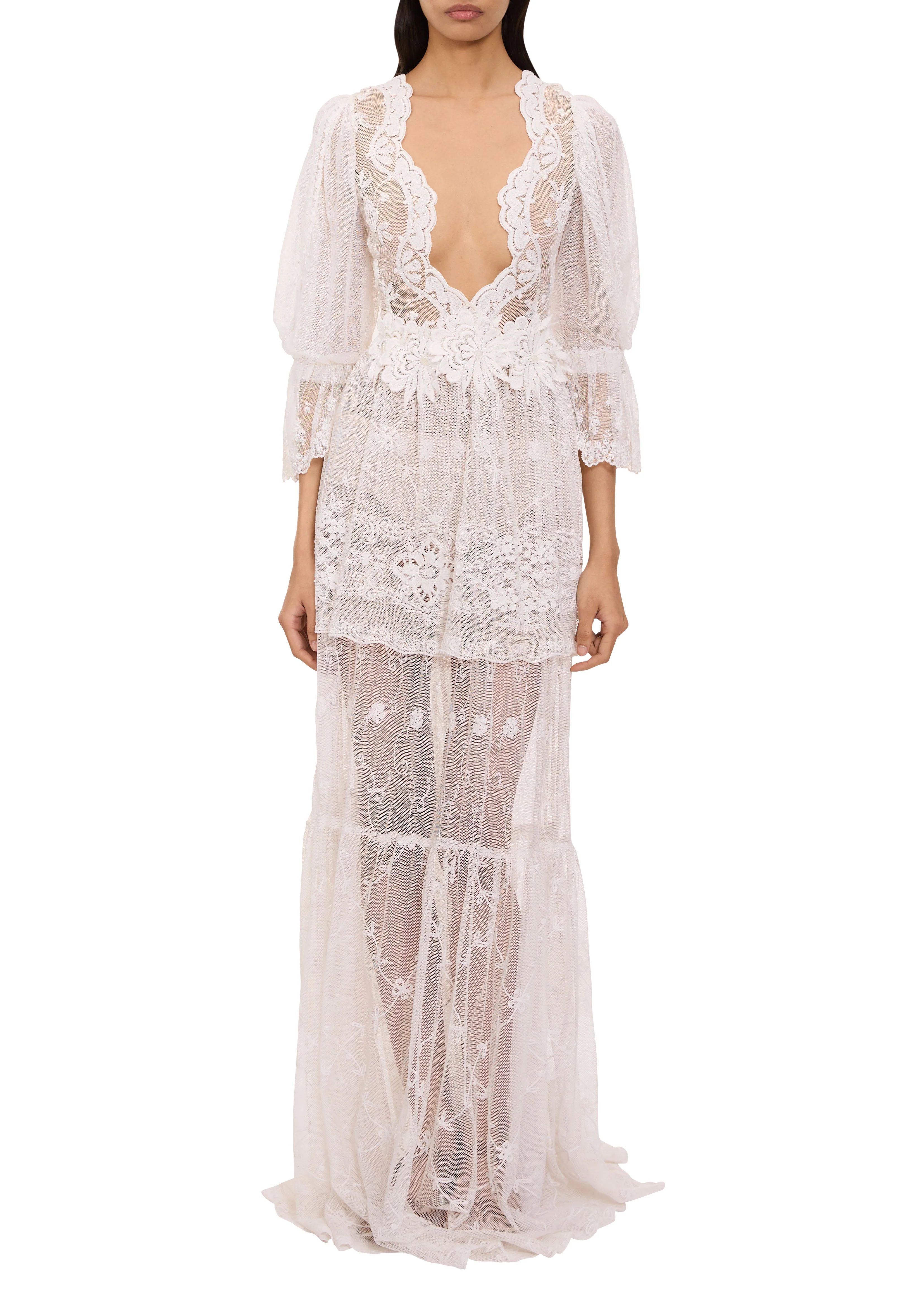 1930s Handmade White Lace Dress - Image 2