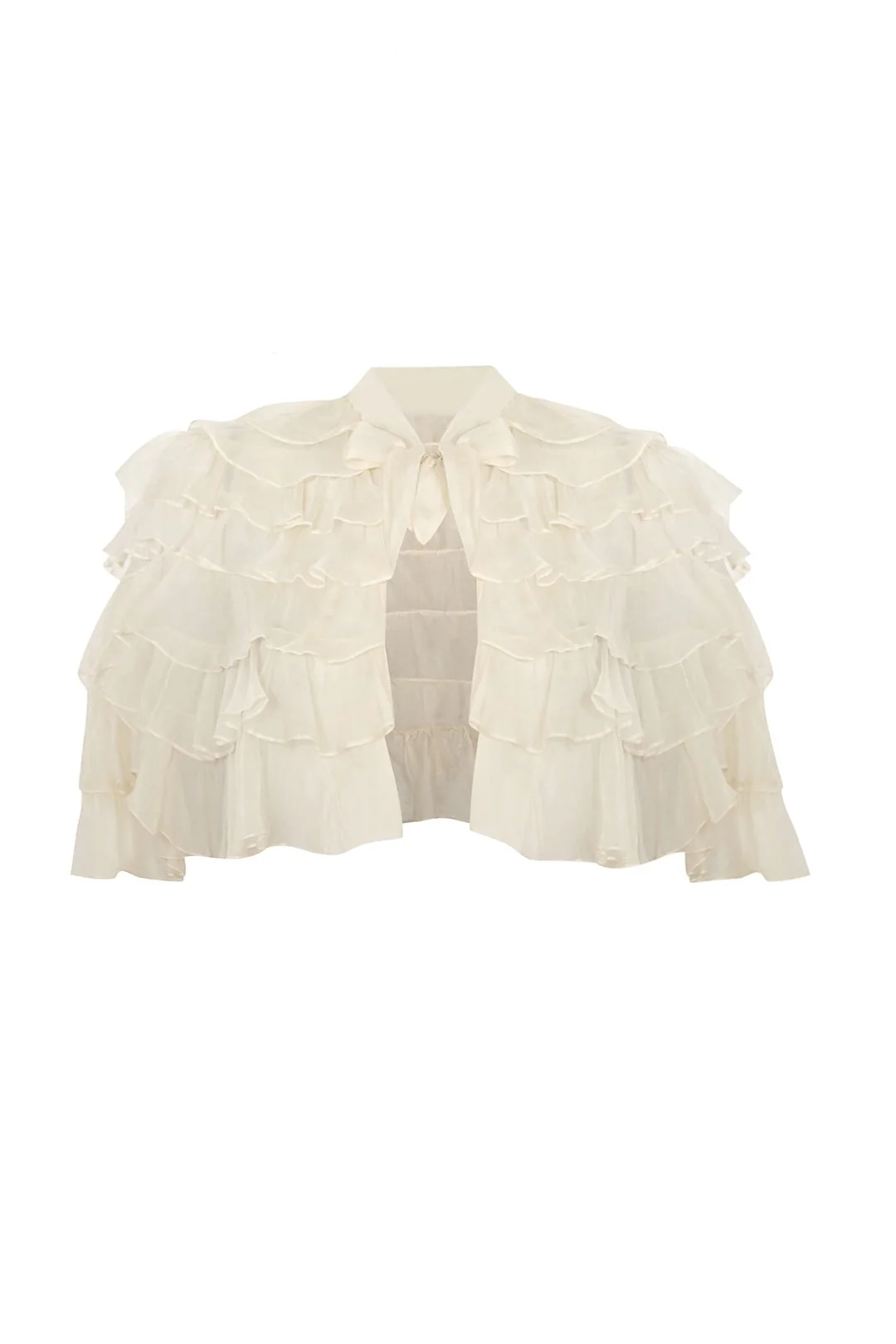 1930s Ivory Silk Midi Dress and Cape - Image 7