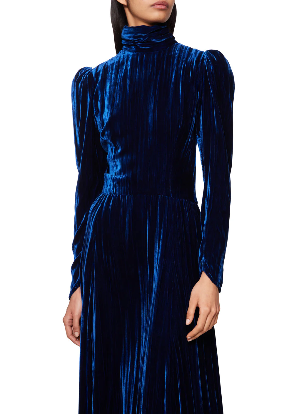 1930s Navy Crushed Velvet Dress - Image 3