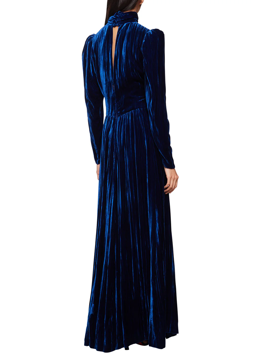 1930s Navy Crushed Velvet Dress - Image 4
