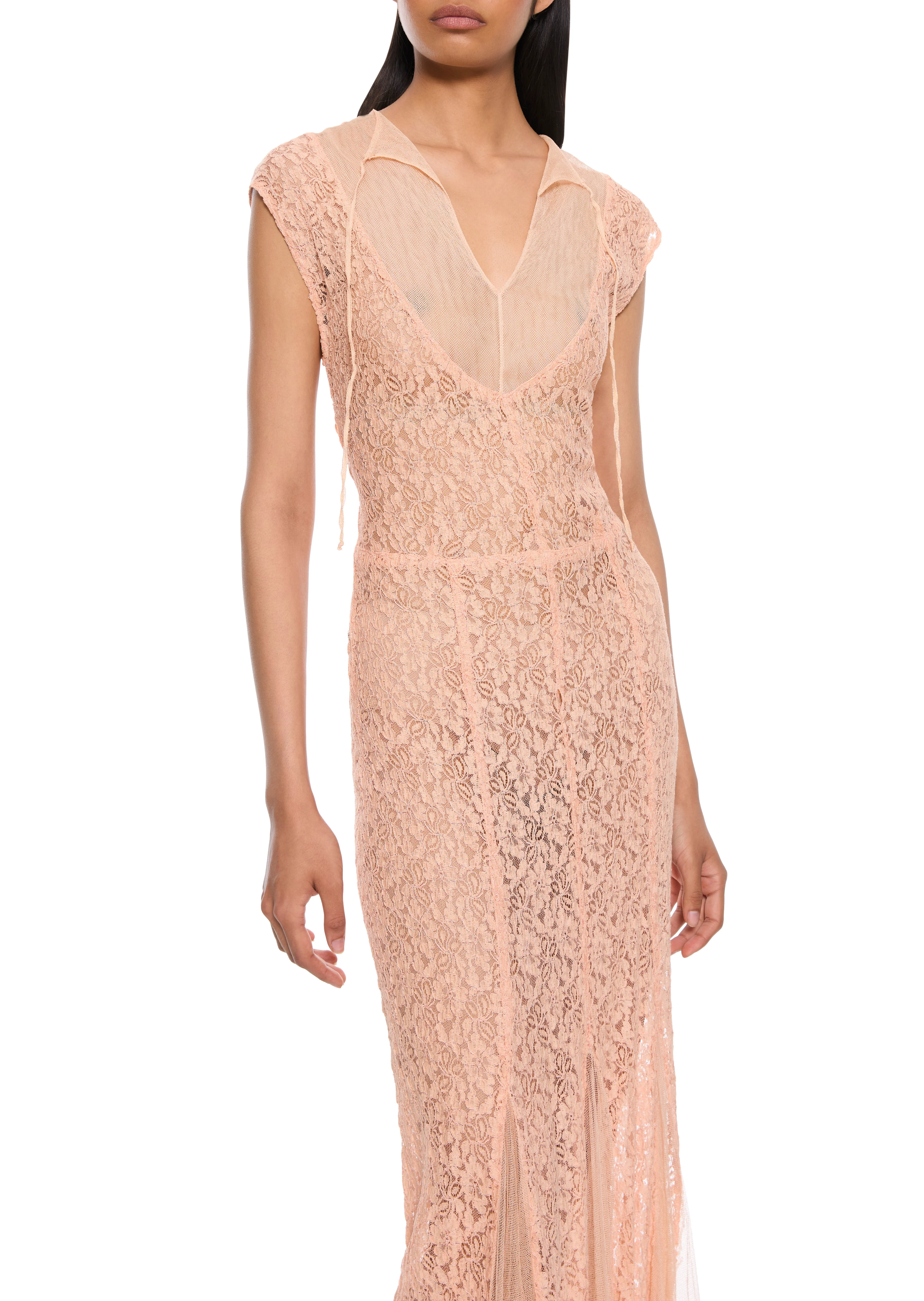 1930s Peach Lace Dress - Image 2
