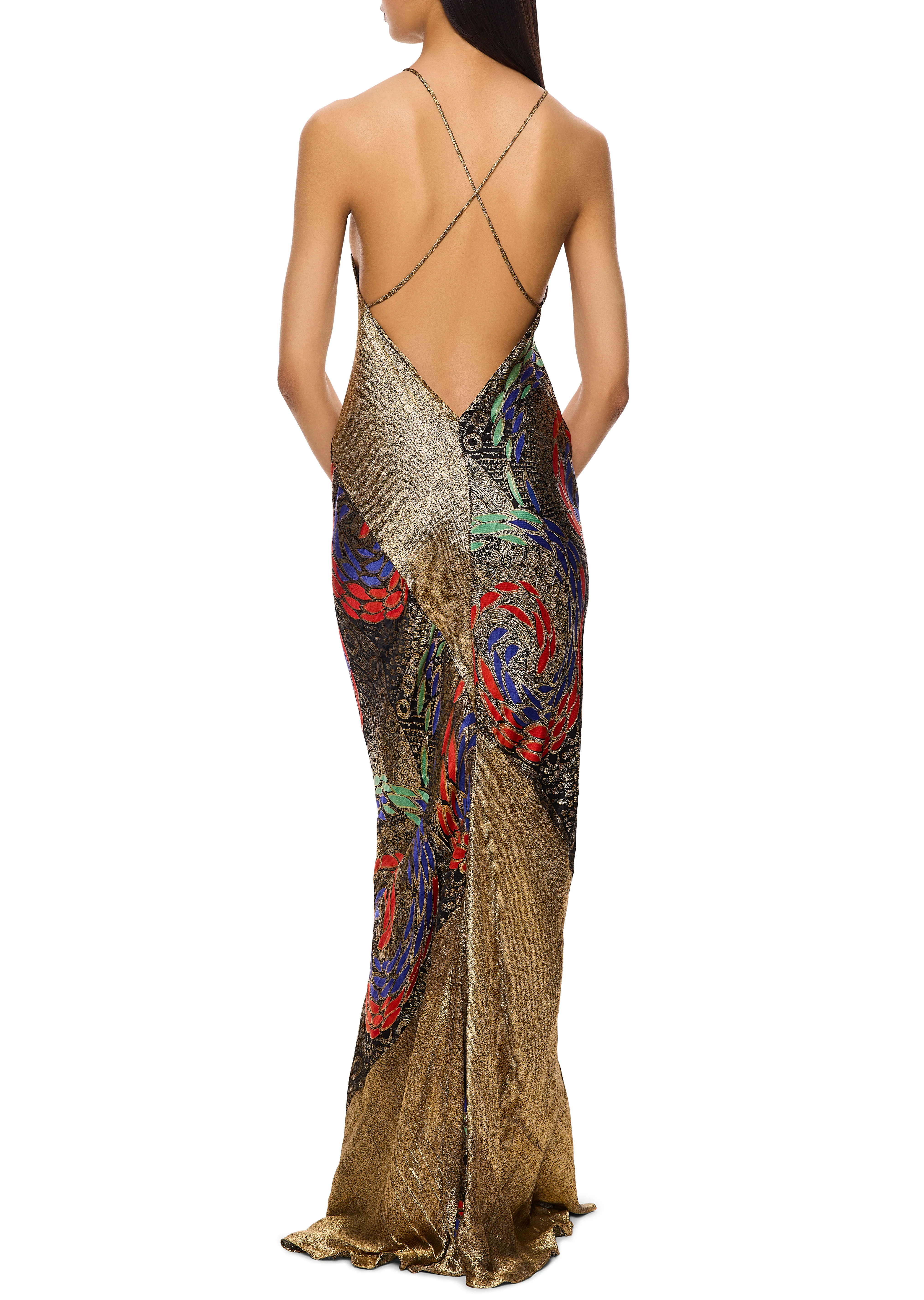 1930s Red and Blue Lamé Gown - Image 3