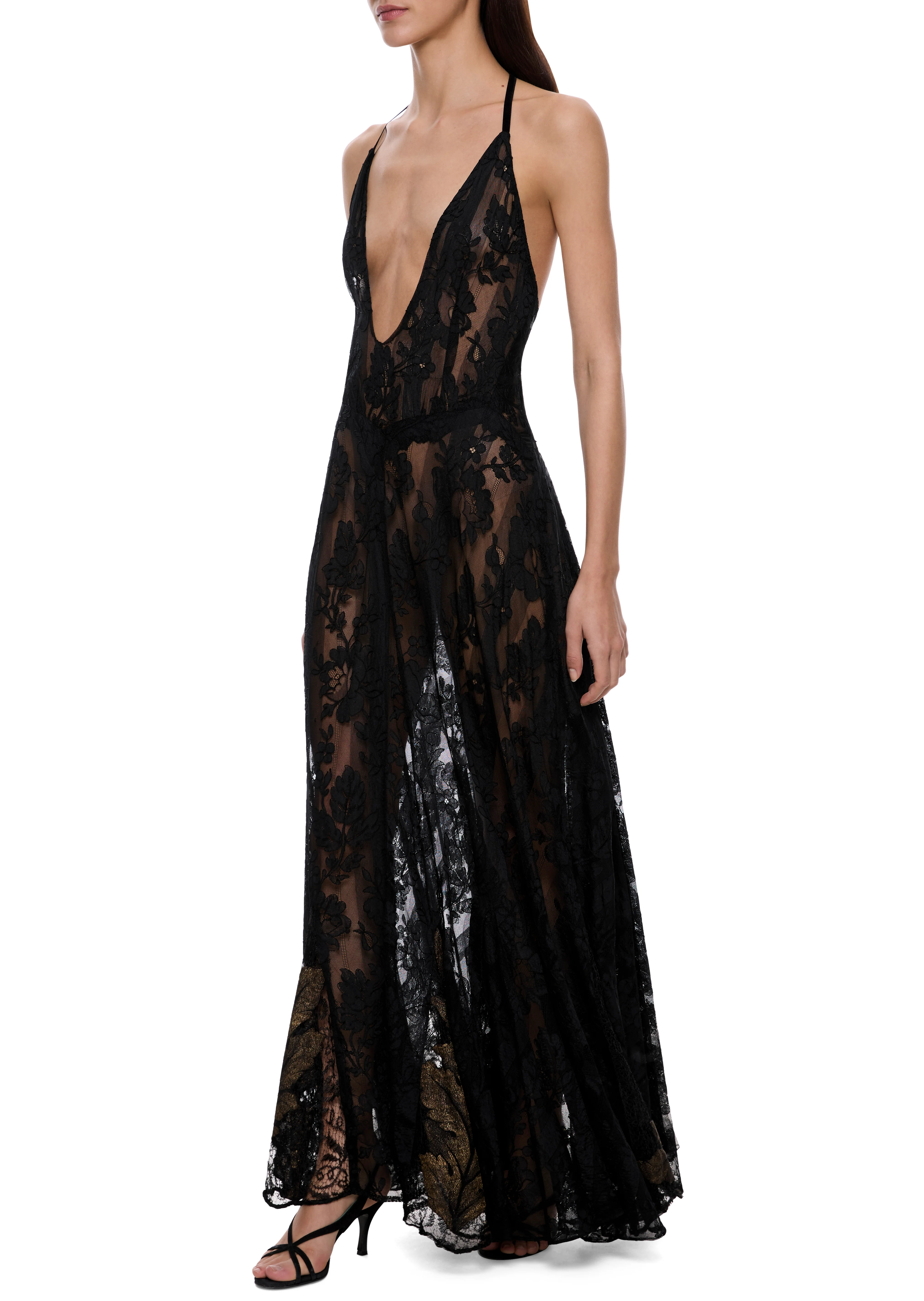 1940s Black Lace Gown - Image 2