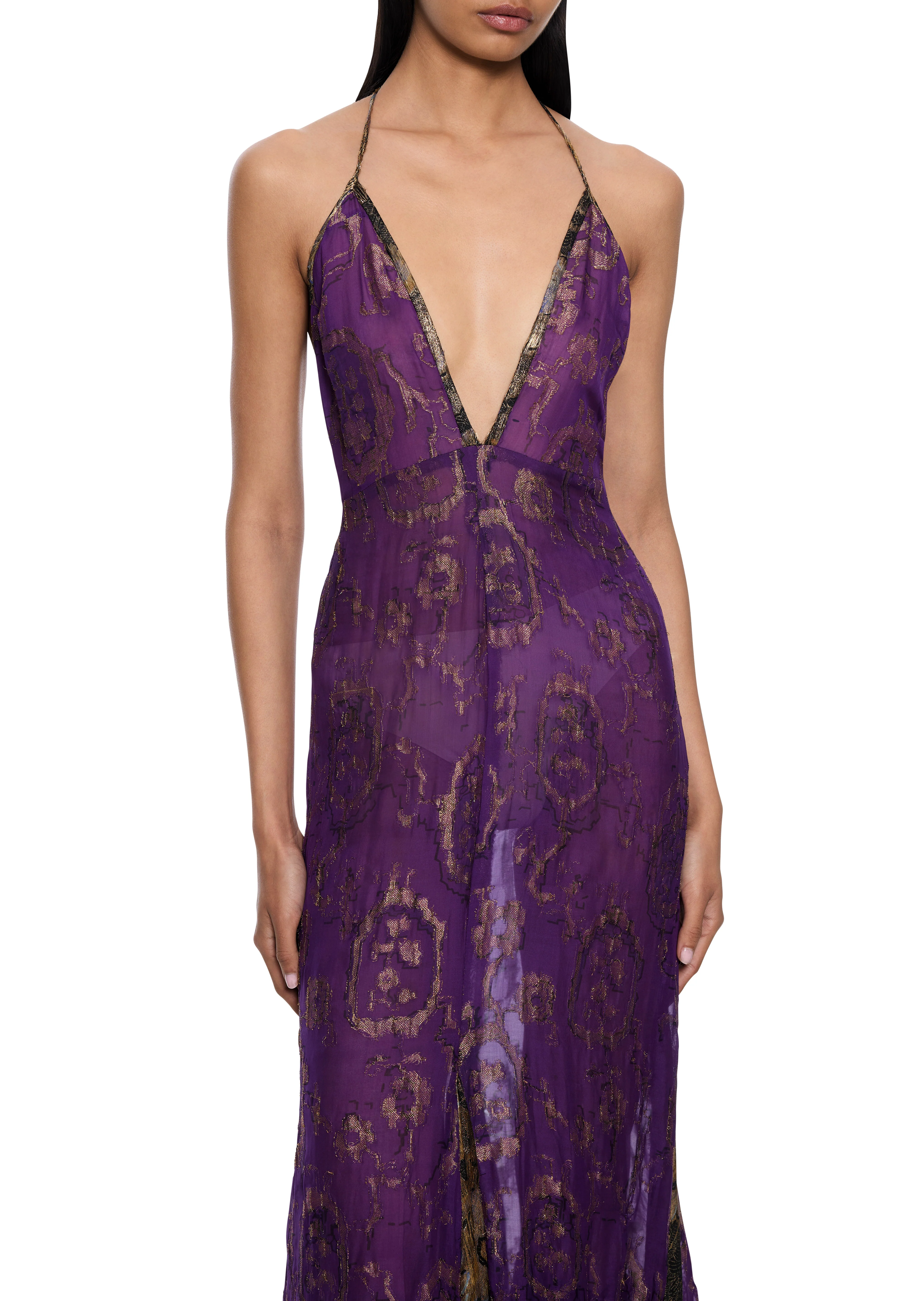1940s Mauve and Gold Lamé Dress - Image 2