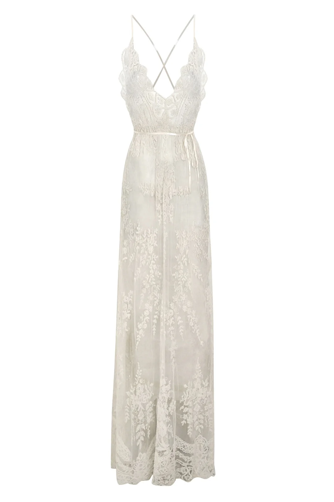 1940s White Lace Slip Dress - Image 5