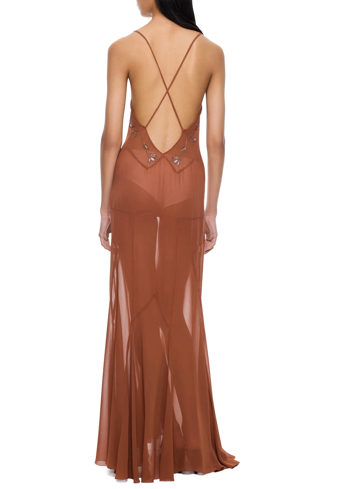 1950s Hand-Beaded Copper Gown - Image 3