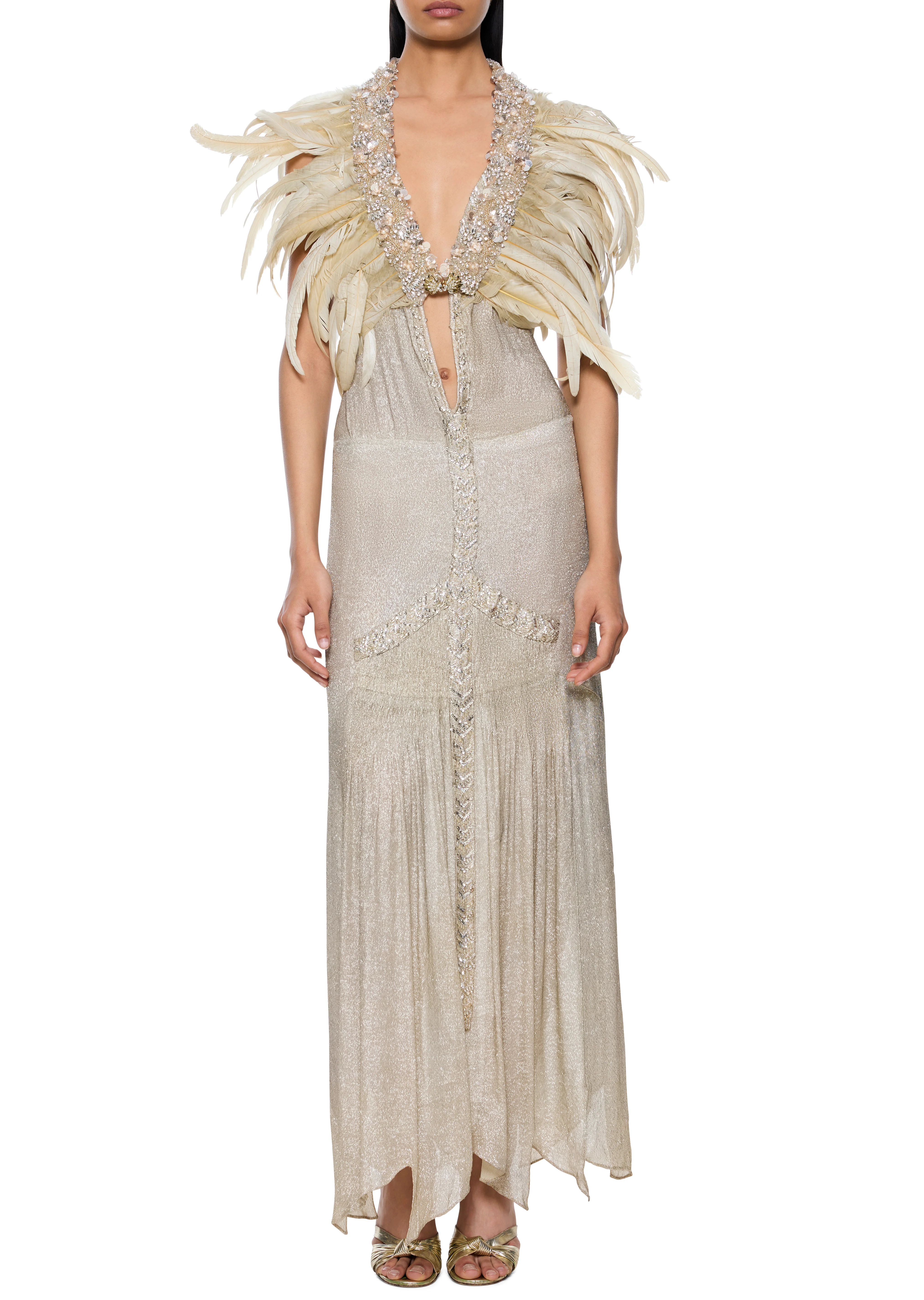 1960s Beaded Feather Cape - Image 3