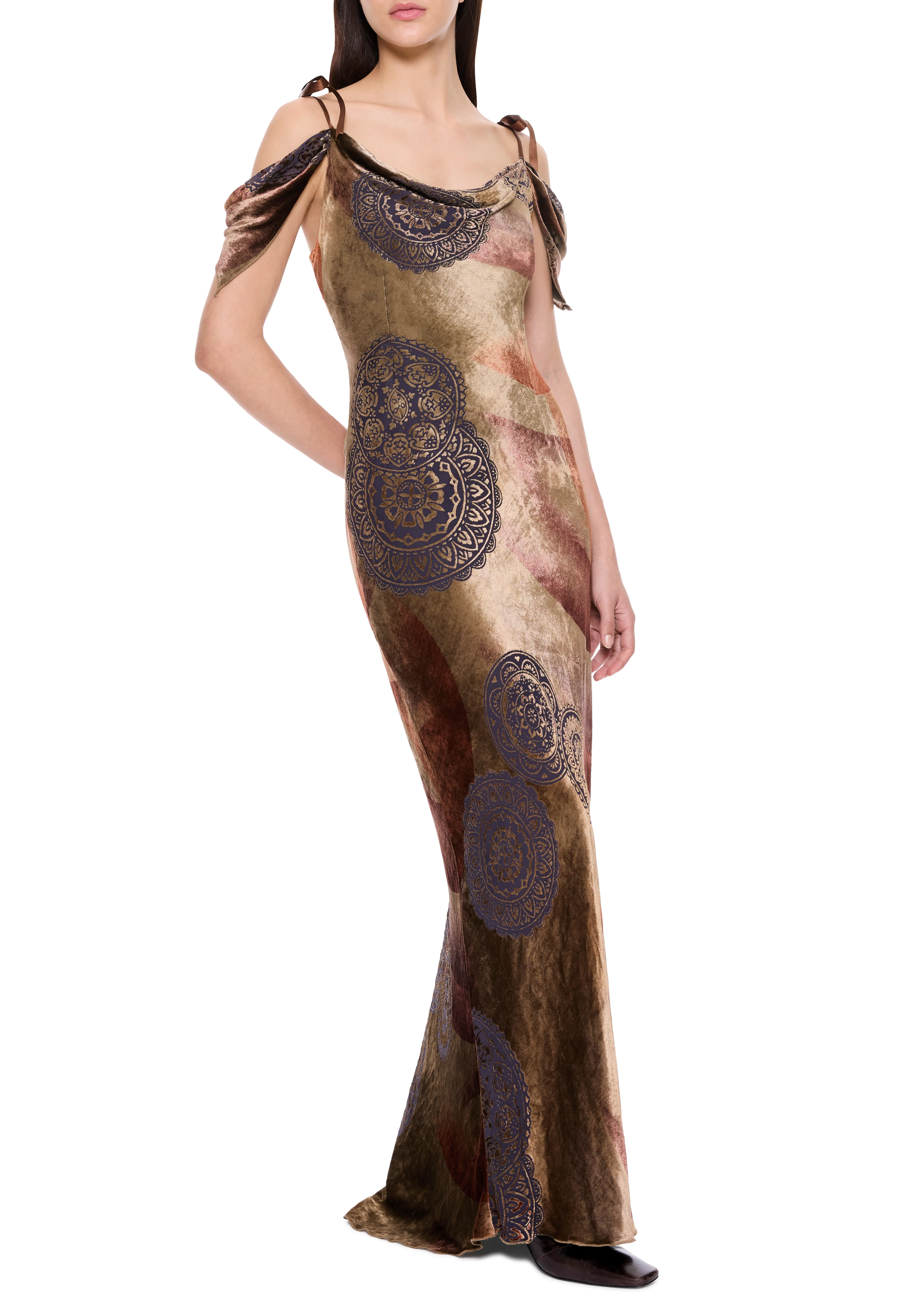 1990s Bronze Ombré Velvet Gown - Image 2