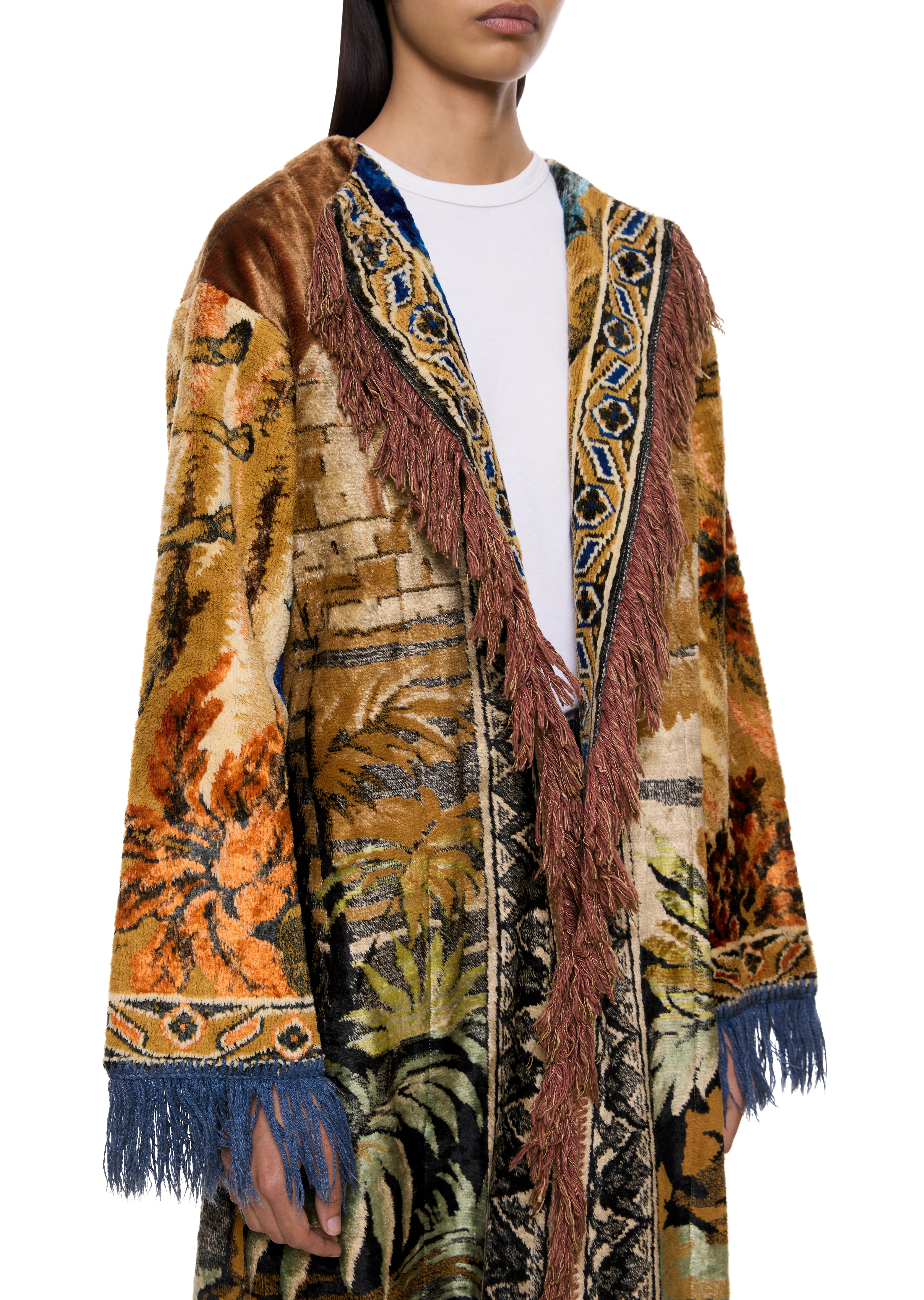 70s Blue and Green Carpet Coat - Image 3