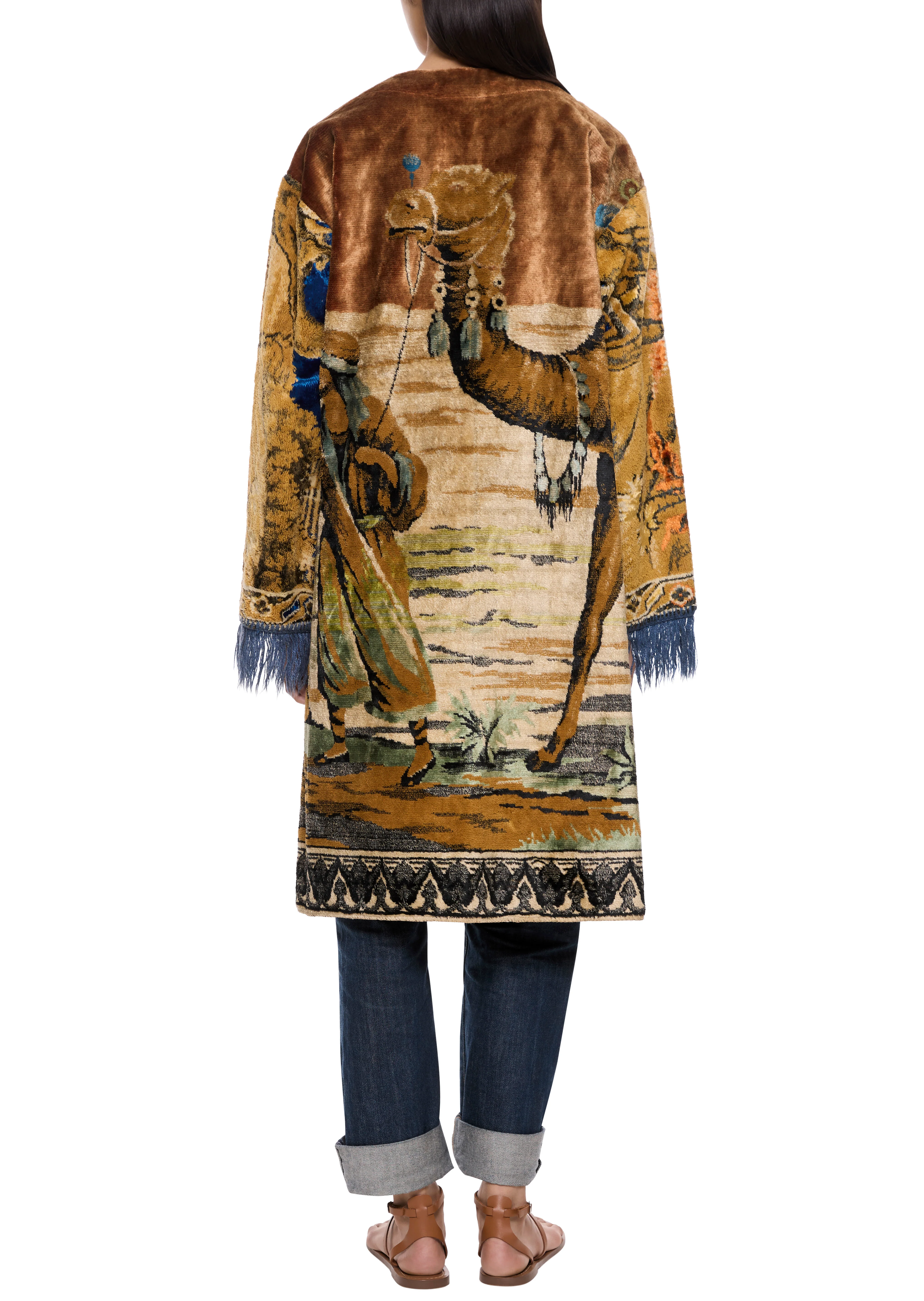 70s Blue and Green Carpet Coat - Image 4
