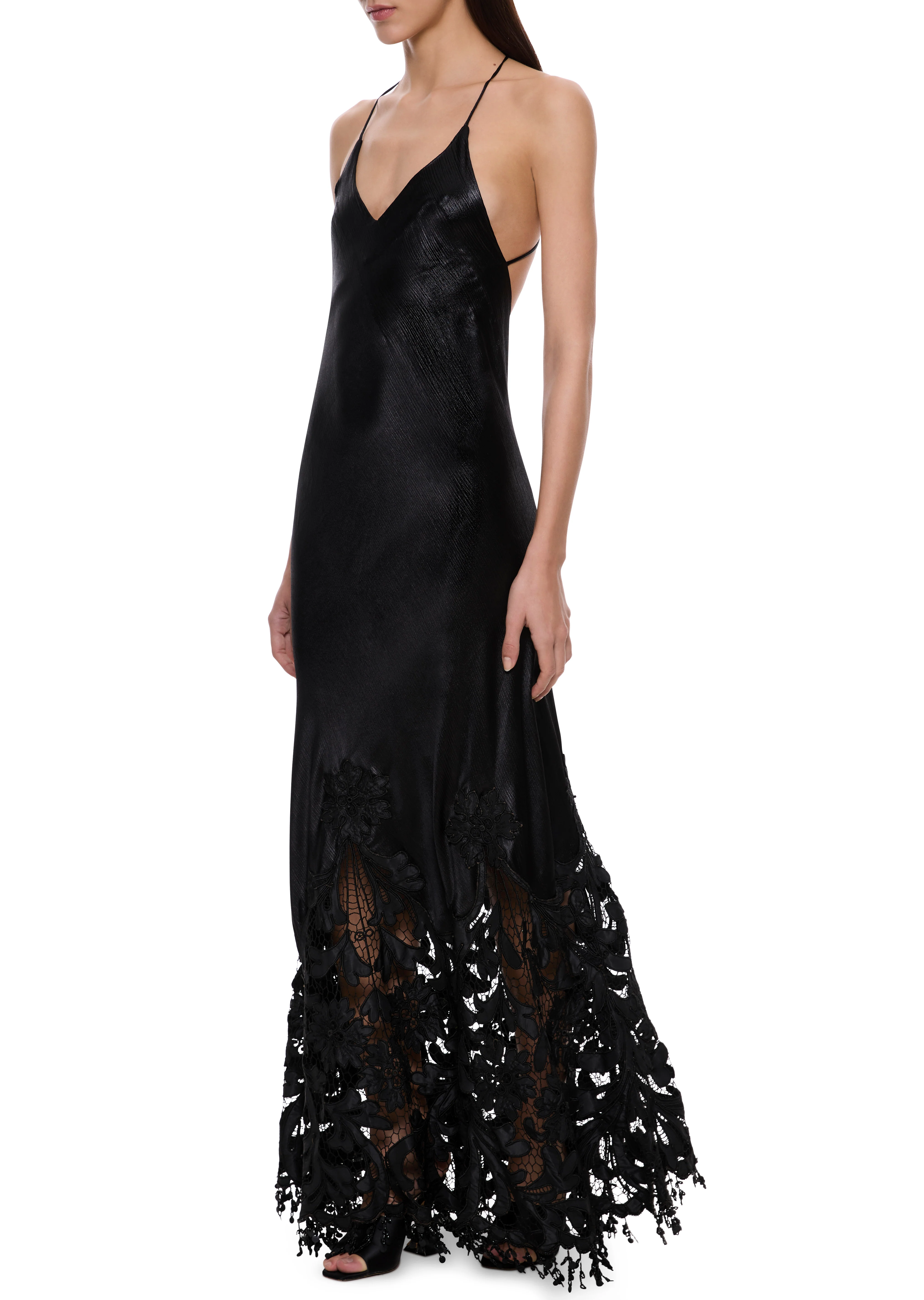 1920s Black Silk and Beaded Gown - Image 2