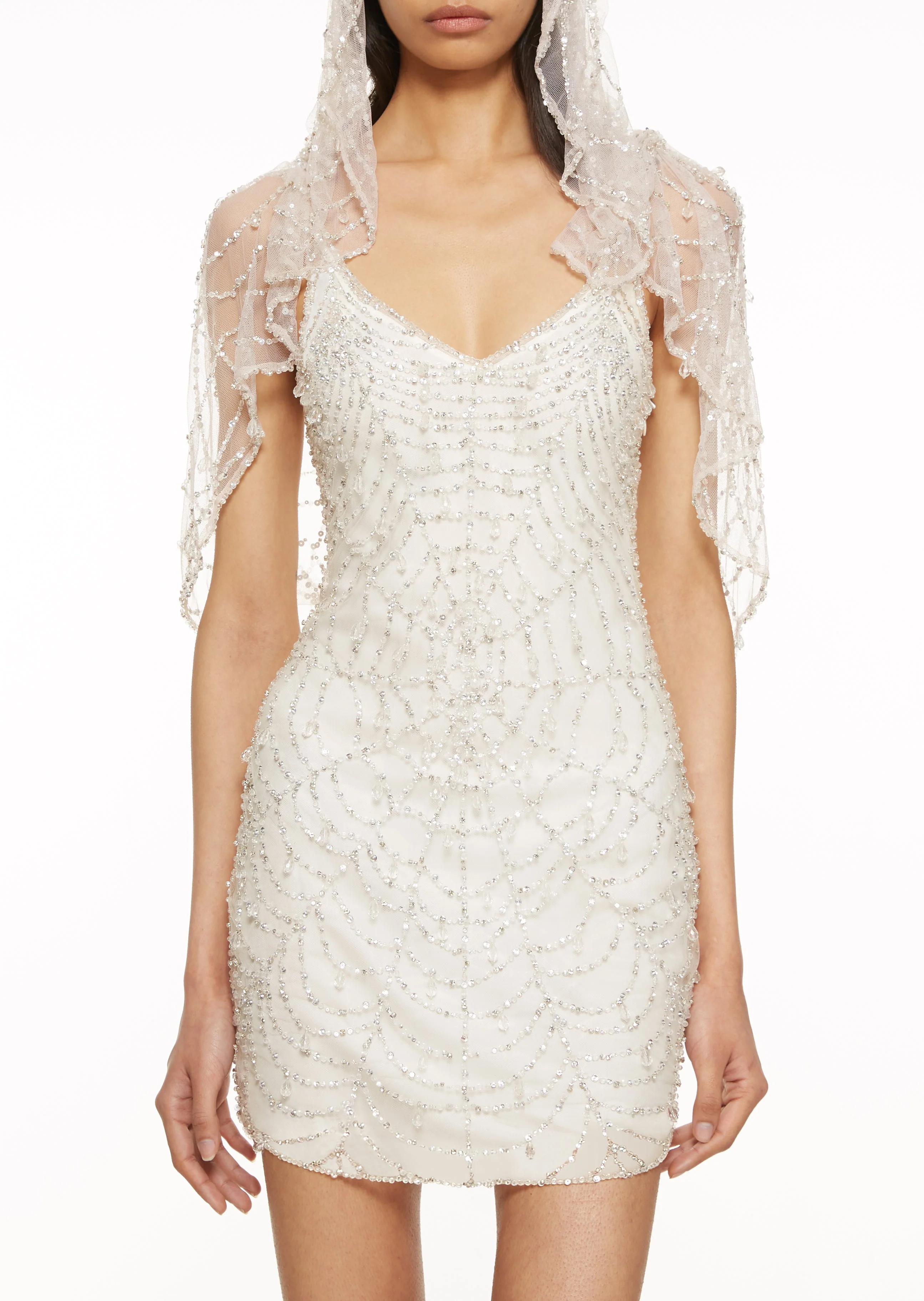 Cobweb Mini Dress - Pearl - Image 9