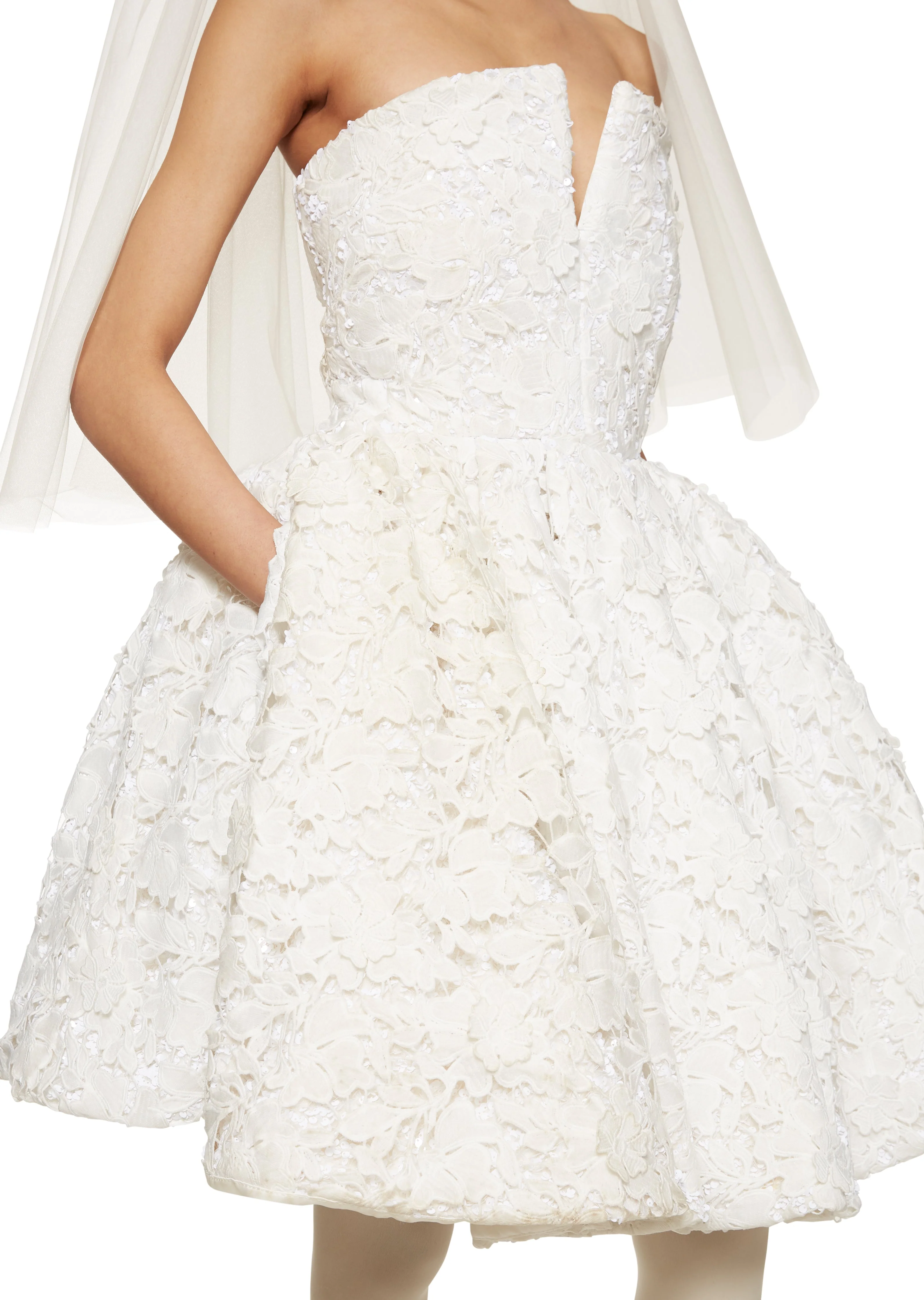 Corset Lace Mini Dress - Ivory - Image 3