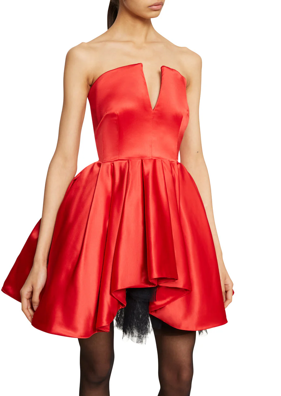 Corset Red Silk Mini Dress - Image 3