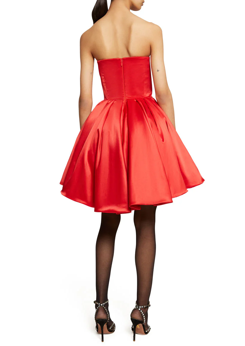 Corset Red Silk Mini Dress - Image 4