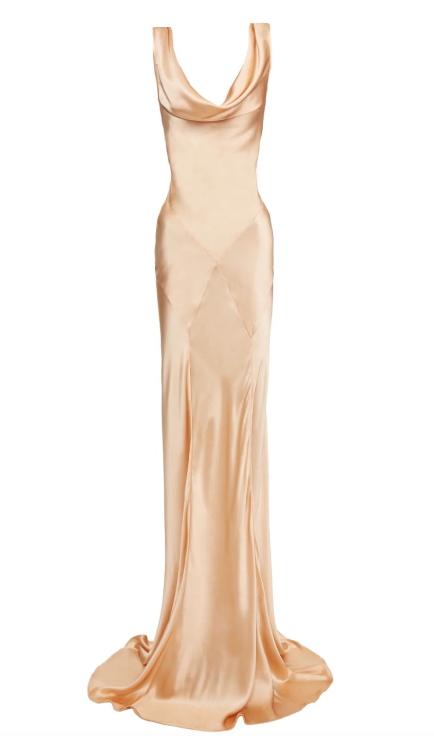 Florence Dress - Peach Silk - Image 8