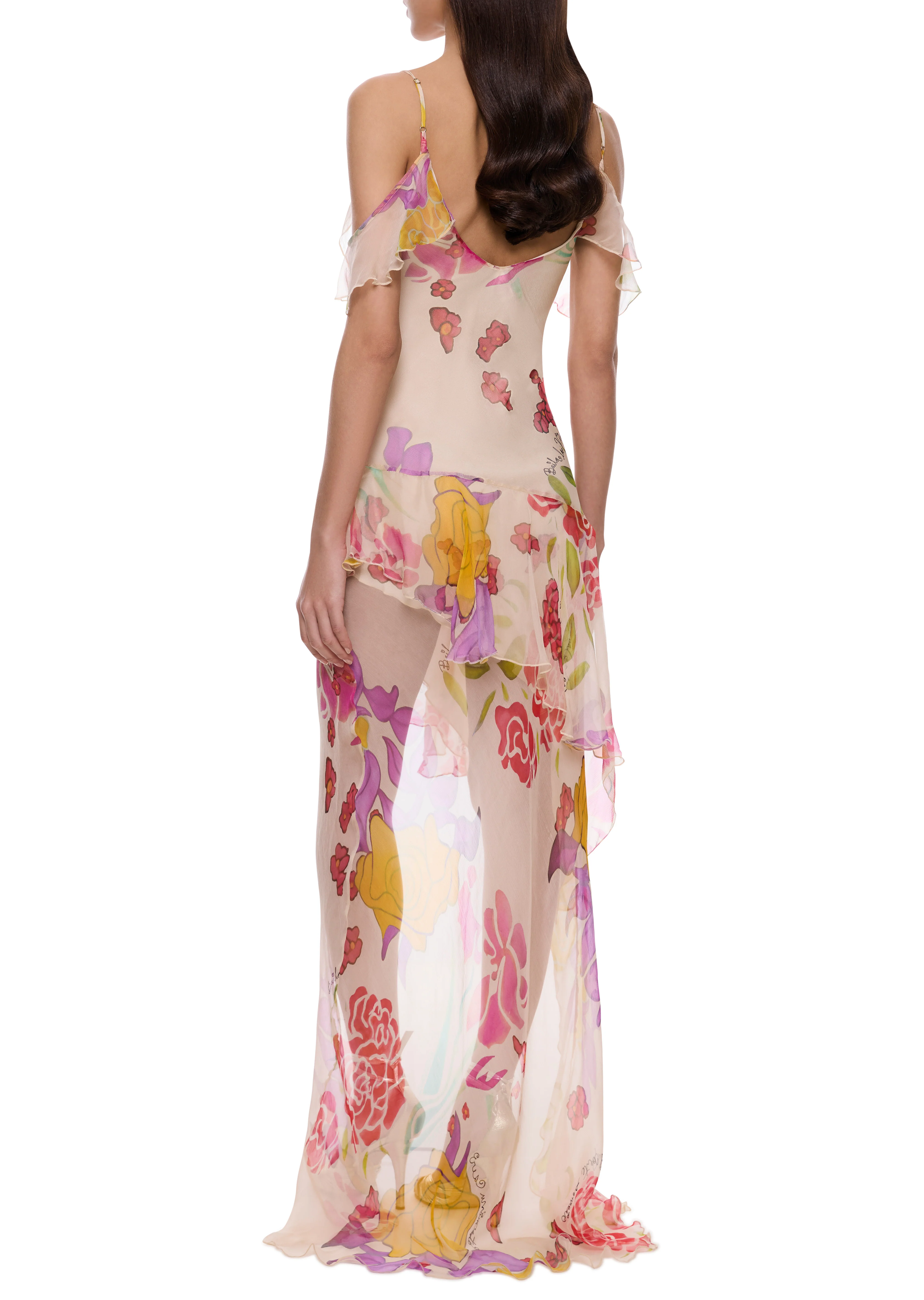 Flores Silk Chiffon Long Dress - Image 4