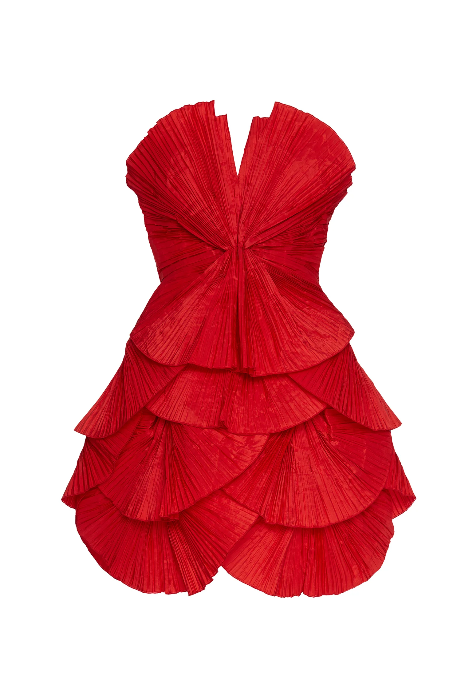 80's Red Pleated Mini Dress - Image 5