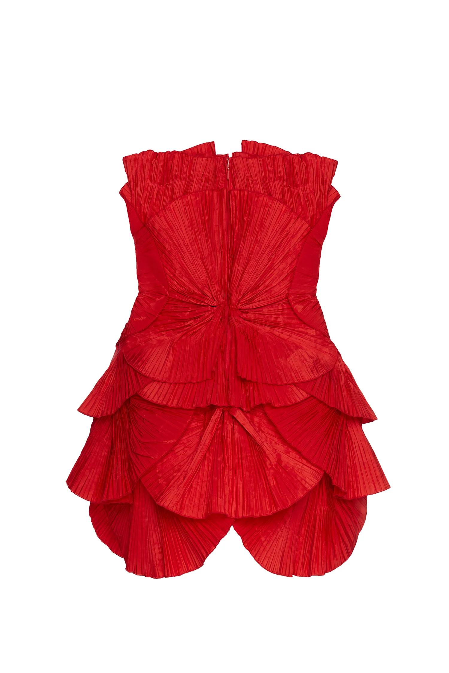 80's Red Pleated Mini Dress - Image 6