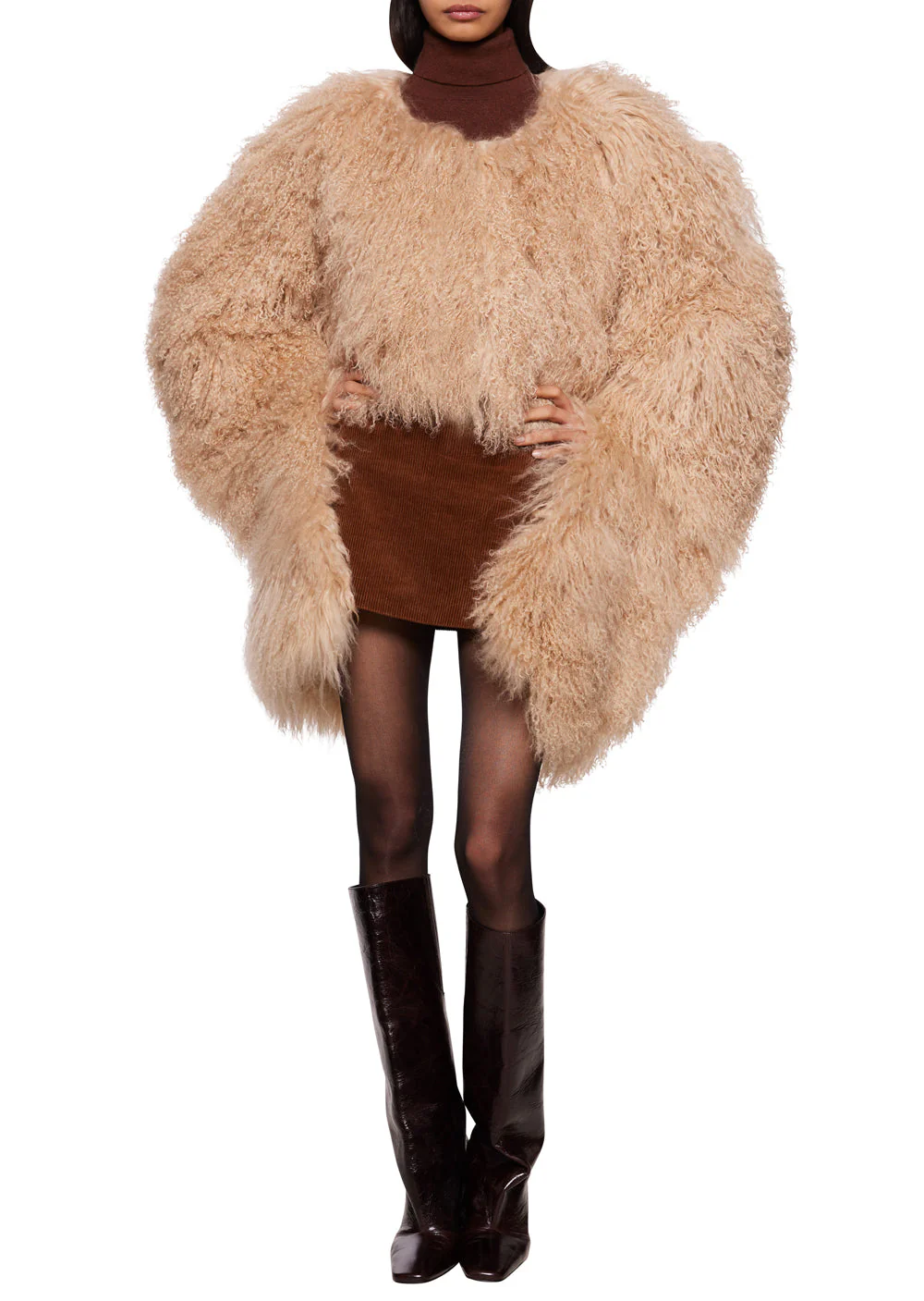 Hannah Shearling Cape Coat - Image 6