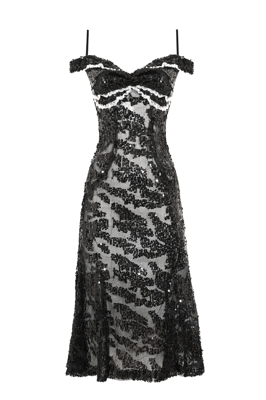 Off Shoulder Sequin Midi Dress - Image 8