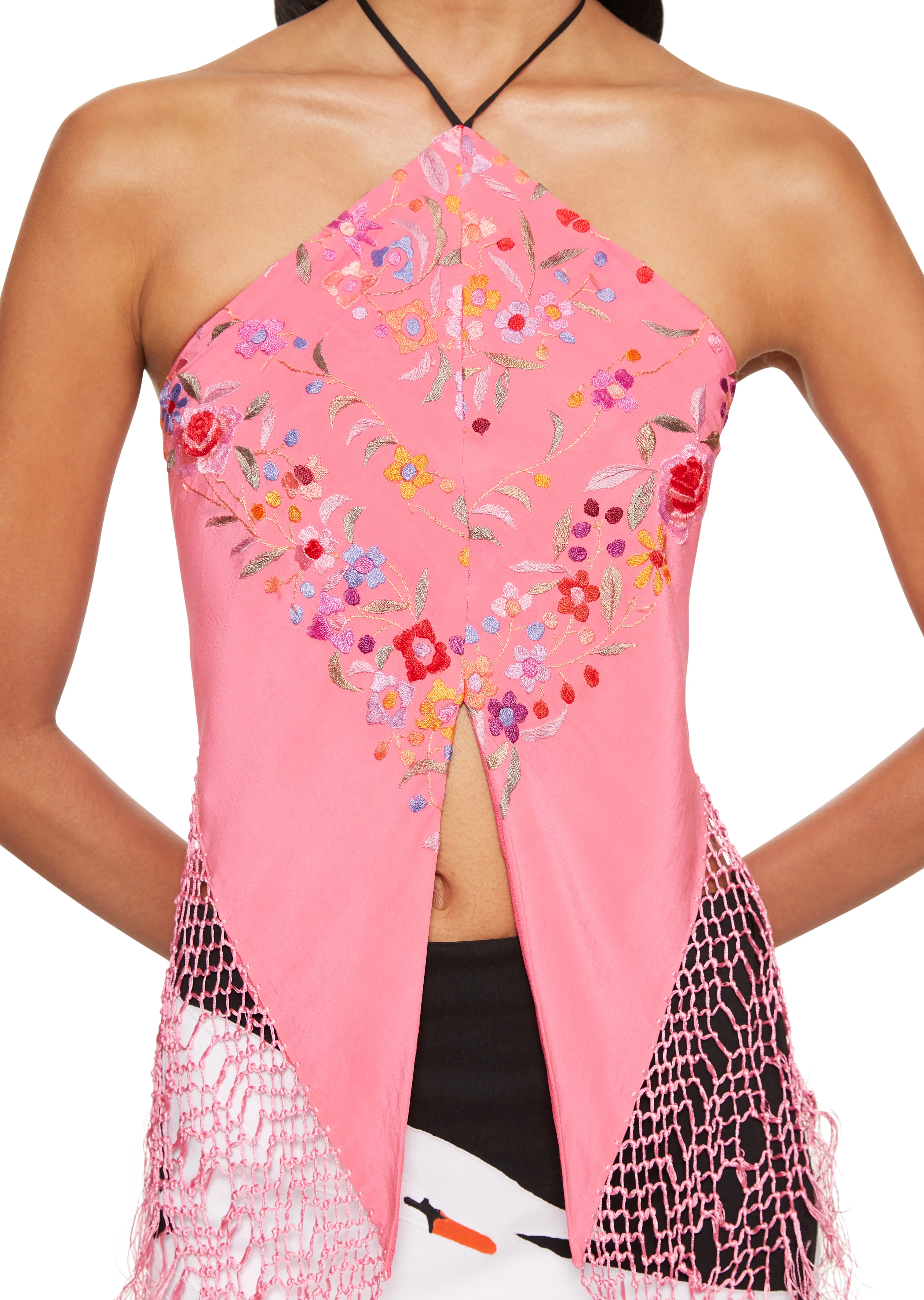 Pink Tassel Piano Shawl Halter Top - Image 3