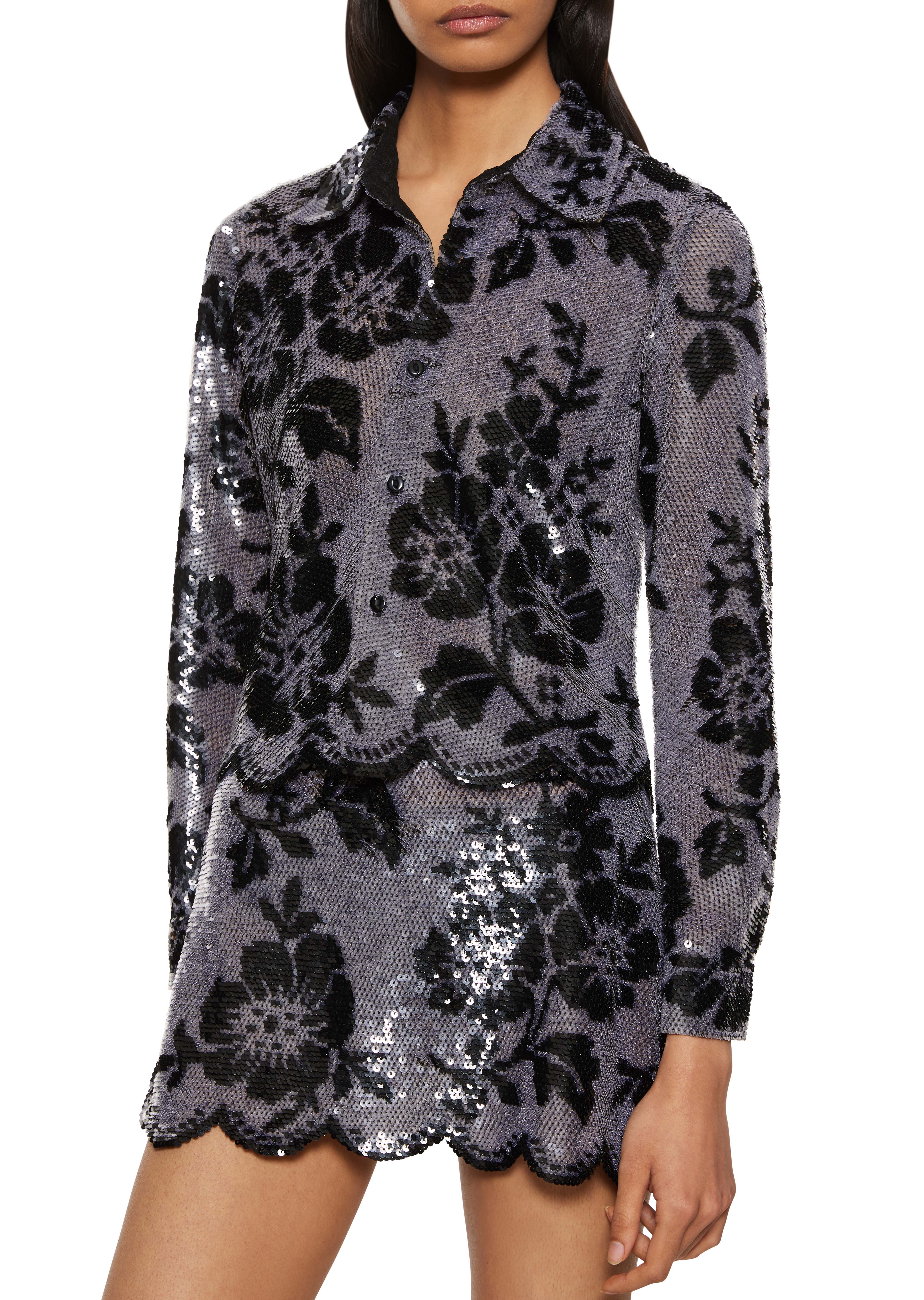 Sequin Lace Mini Skirt - Black - Image 3