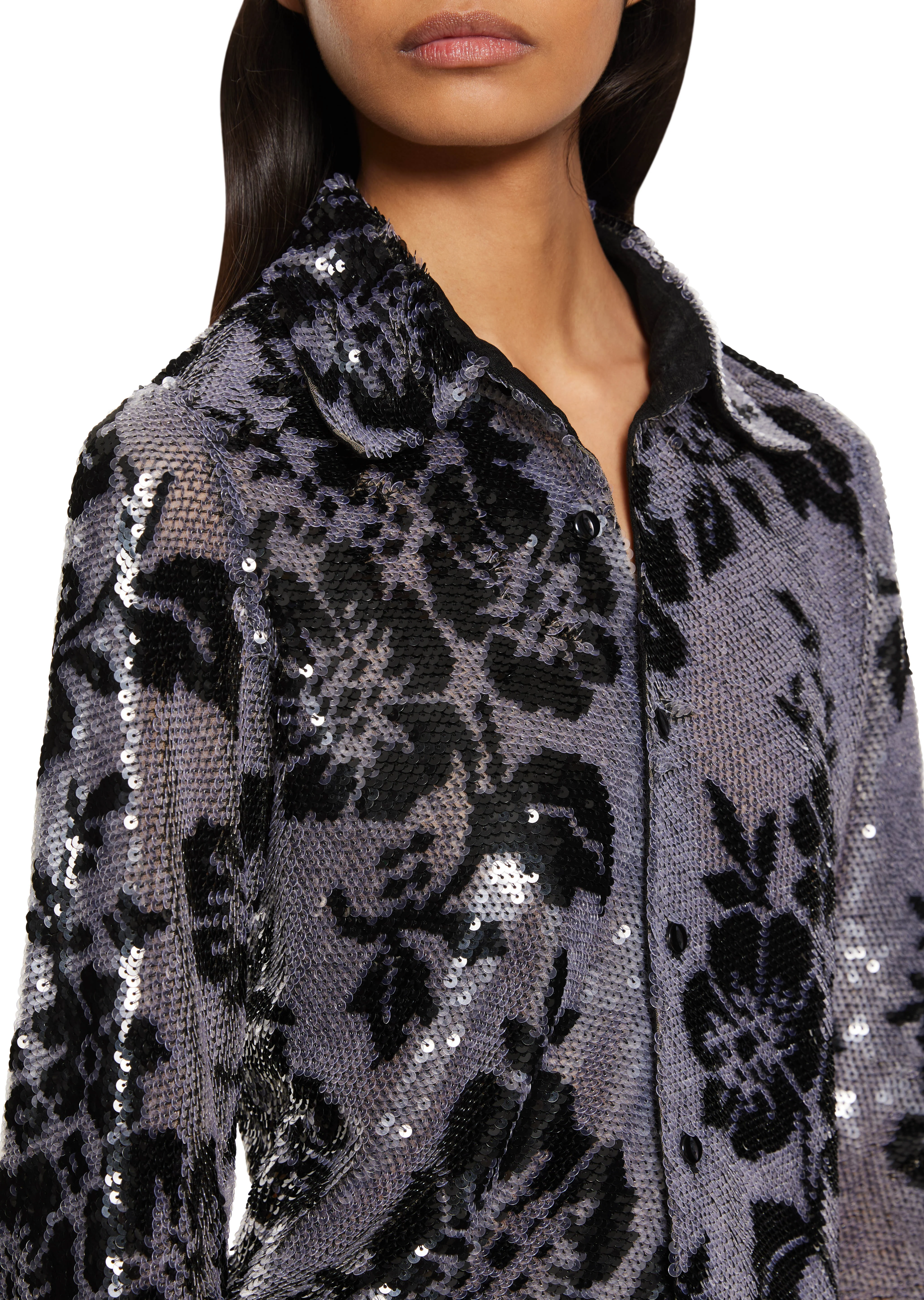 Sequin Lace Shirt - Black - Image 3